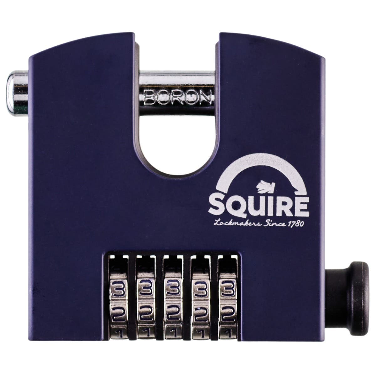 Squire Locks SQ-SHCB75 Straight Shackle Boron Steel Combination Padlock 5 Wheel