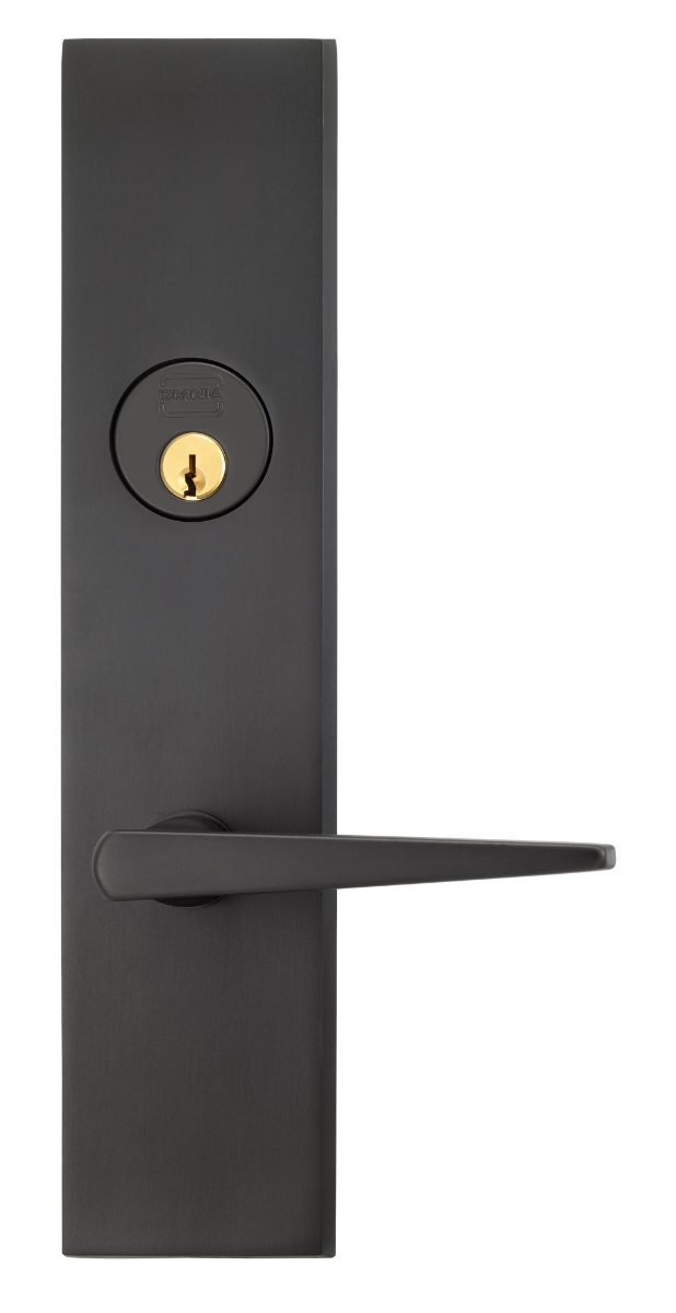 Omnia 12171 Exterior Modern Mortise Entrance Lever Lockset w/ Plate - Solid Brass