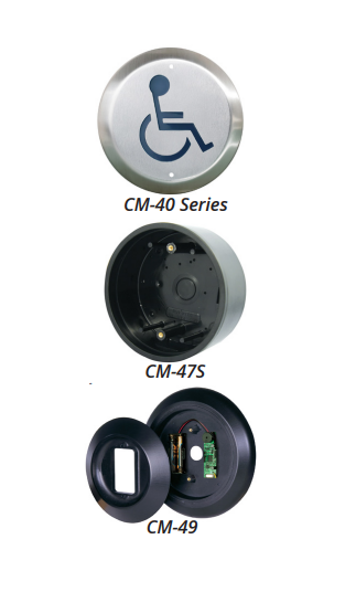 Camden Door Control CM-RFL40 Lazerpoint RF 915Mhz Wireless Switch Kit, 4-1/2" Round Push Plate