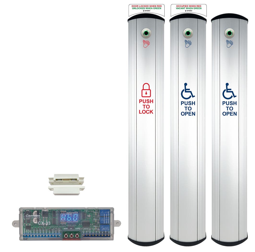 Camden Door Control CX-WC17SLVR 6" Wide Side Load Column Switch w/ Hands-Free Sensor Restroom System Kit