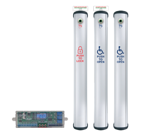 Camden Door Control CX-WC18SLVR 4-1/2" Wide Side Load Column Switch w/ Hands-Free Sensor Restroom System Kit