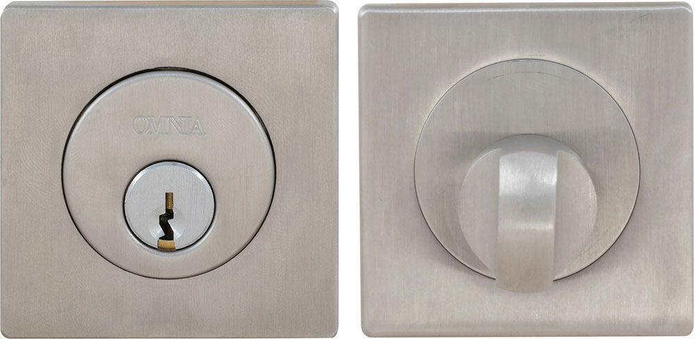 Omnia D9000S Modern Square Auxiliary Deadbolt Kit - Solid Stainless Steel