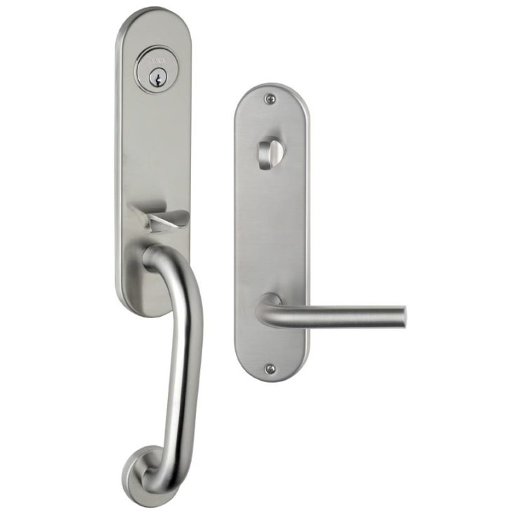 Omnia METRO Exterior Modern Tubular Deadbolt Entrance Handleset Lockset, Finish-Polished Stainless Steel