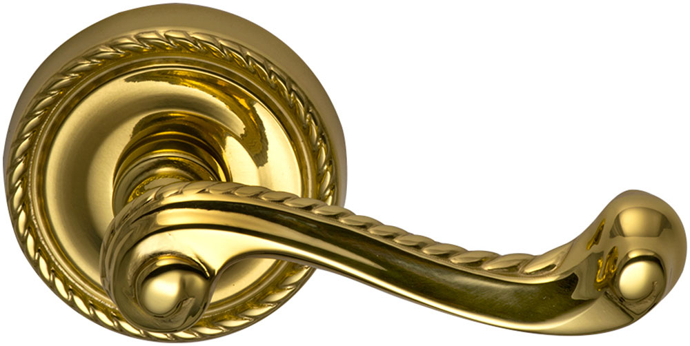 Omnia 570 Interior Ornate Lever Latchset - Solid Brass, Rose-2 5/8" Dia.