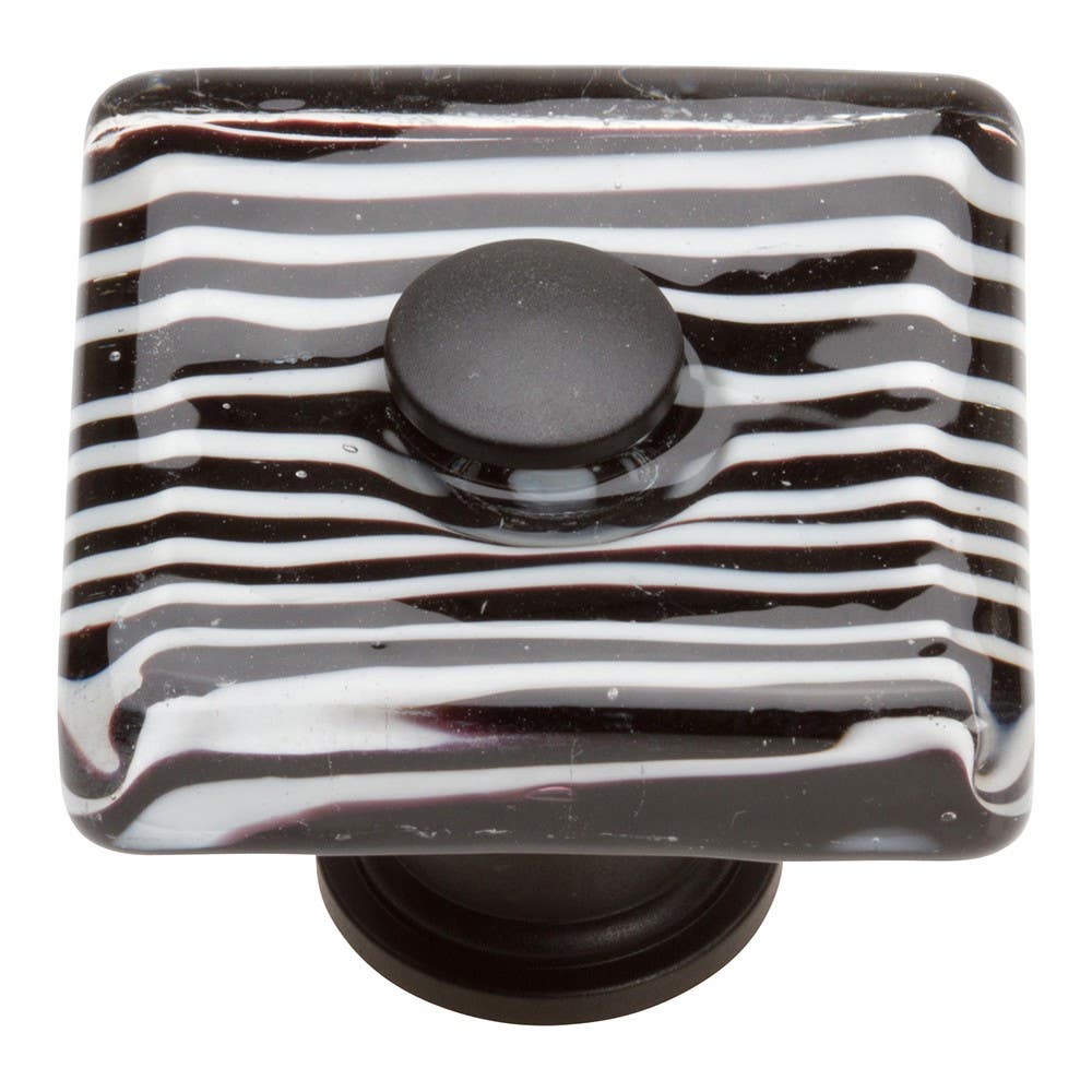 Atlas 3223-BL Zebra Glass Square Knob, Size- 1-1/2", Matte Black