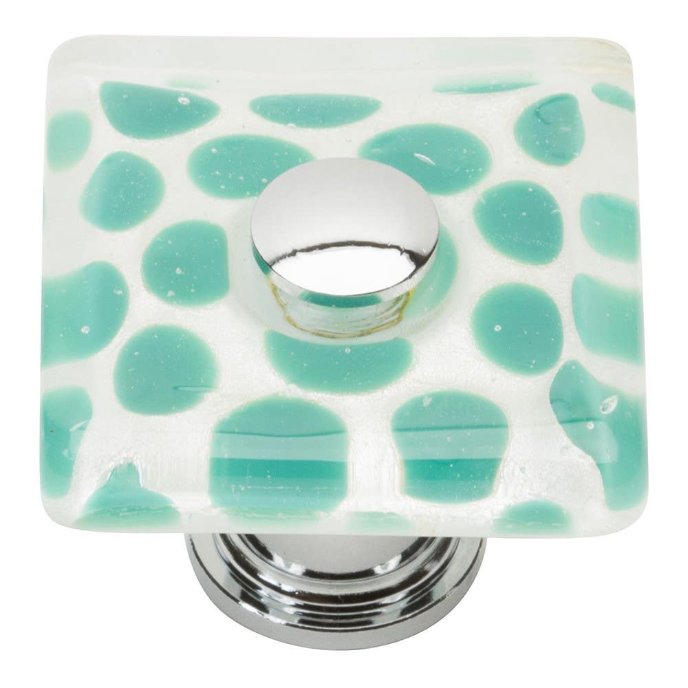 Atlas 3228-CH Emerald Polka Dot Glass Knob, 1-1/2", Polished Chrome
