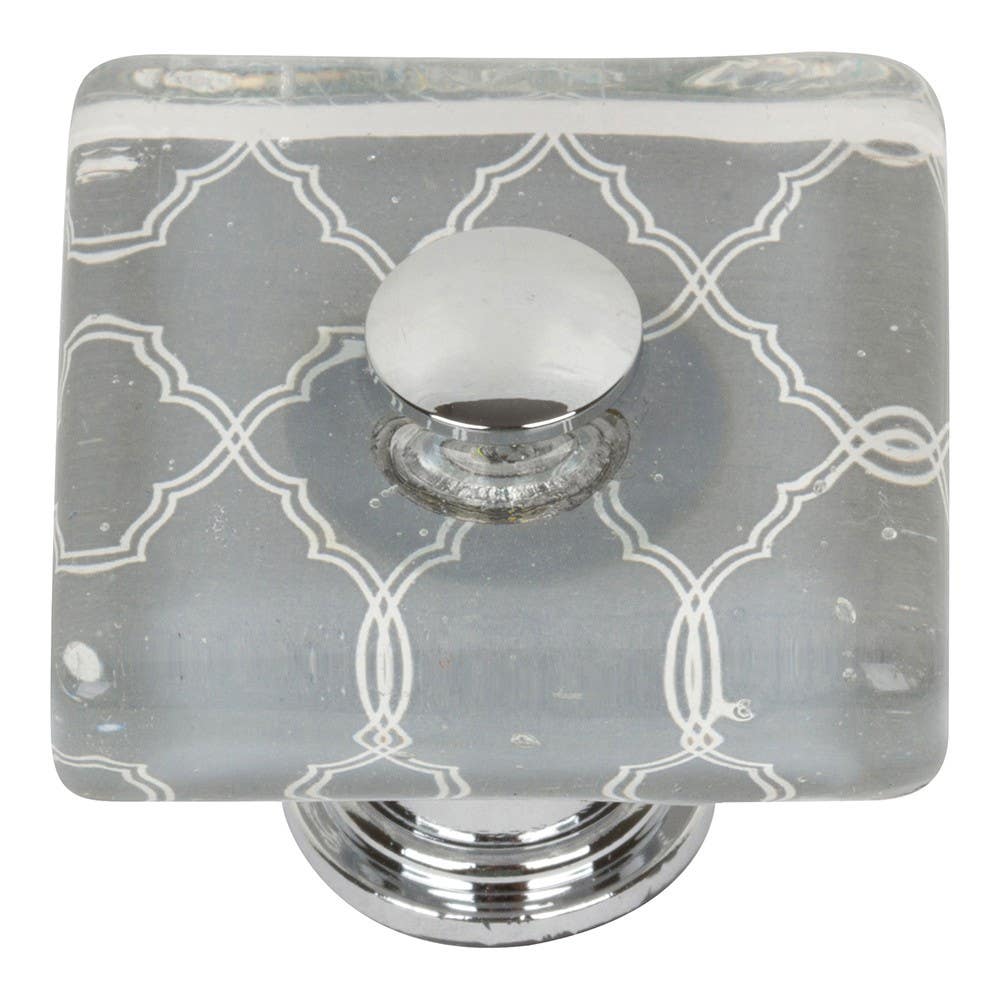Atlas 3234-CH Quatrefoil Glass Square Knob, 1-1/2", Polished Chrome