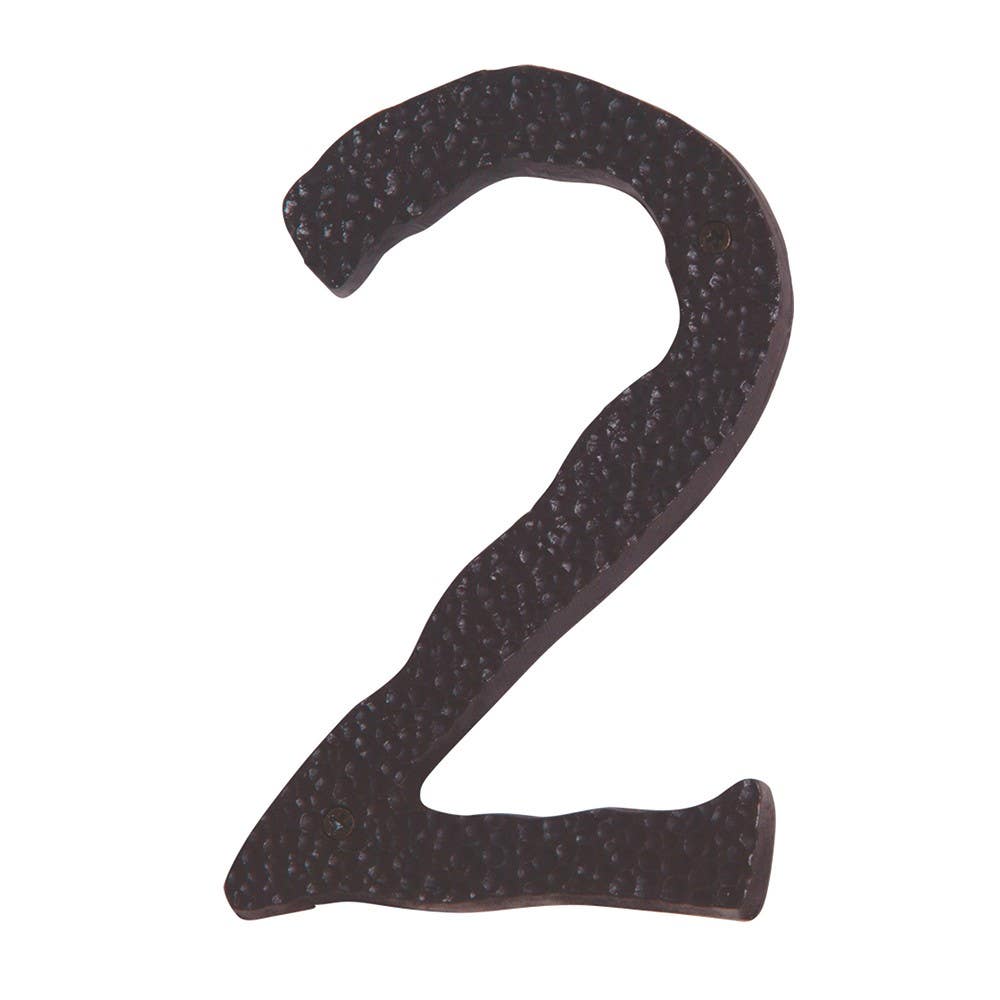 Atlas HN2L-O Jagged Hammered House Number 2 , Aged Bronze