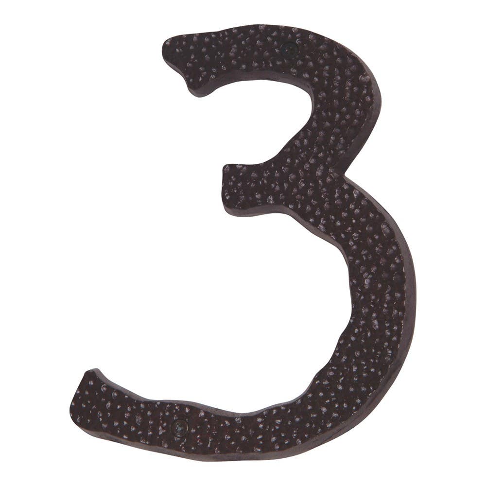 Atlas HN3L-O Jagged Hammered House Number 3 , Aged Bronze