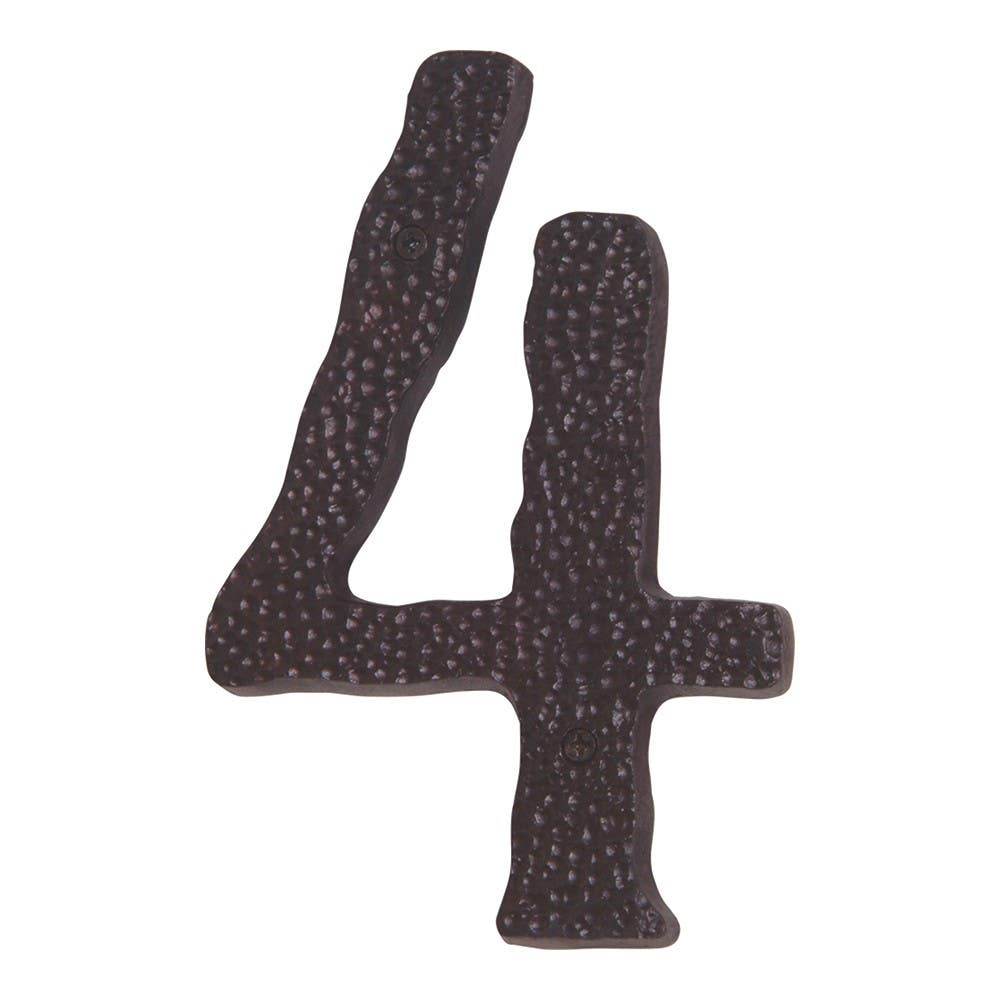 Atlas HN4L-O Jagged Hammered House Number 4 , Aged Bronze