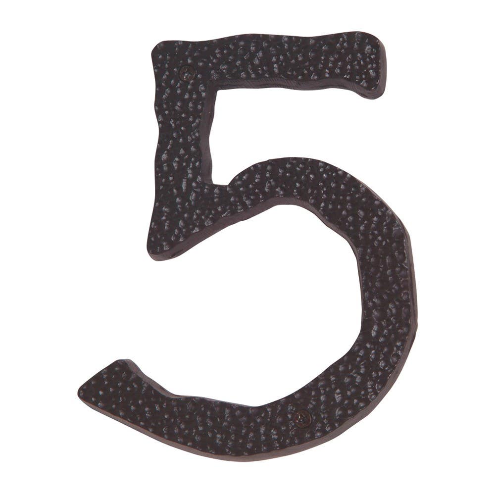 Atlas HN5L-O Jagged Hammered House Number 5 , Aged Bronze