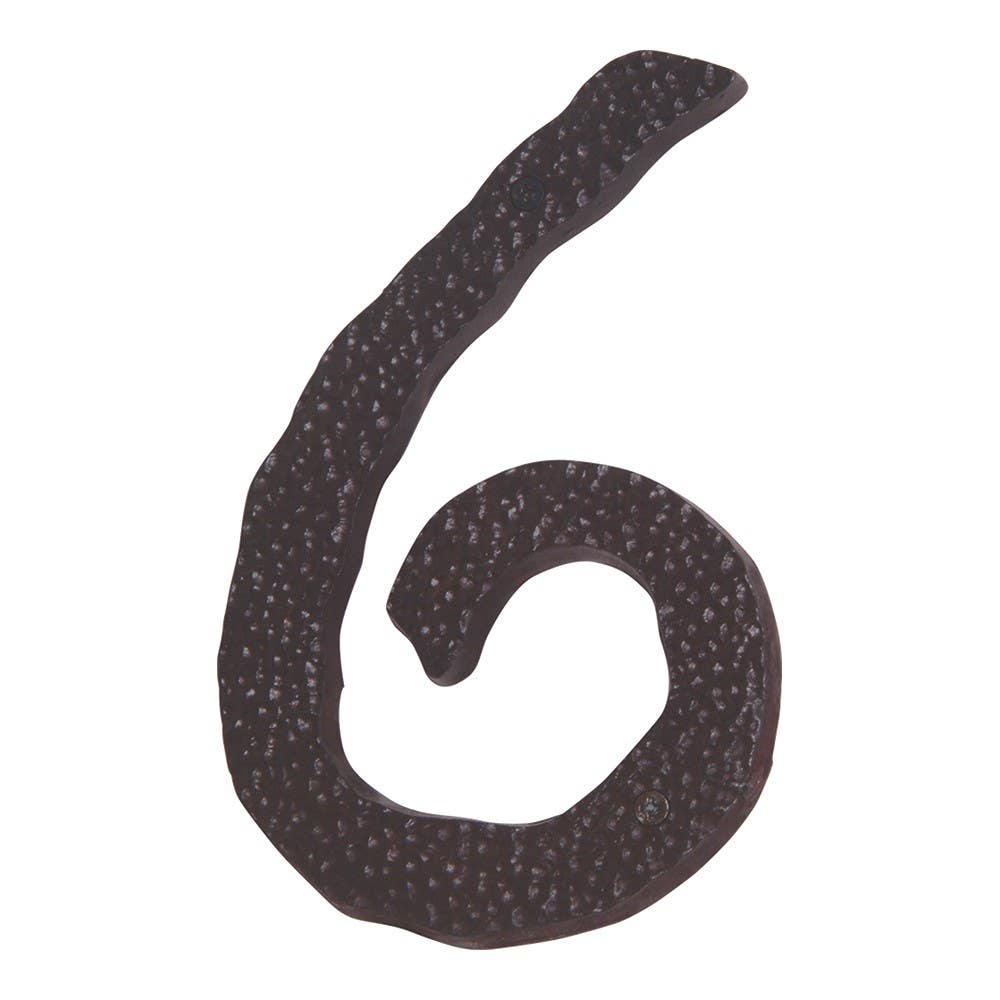 Atlas HN6L-O Jagged Hammered House Number 6 , Aged Bronze