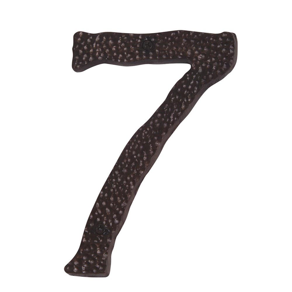 Atlas HN7L-O Jagged Hammered House Number 7 , Aged Bronze