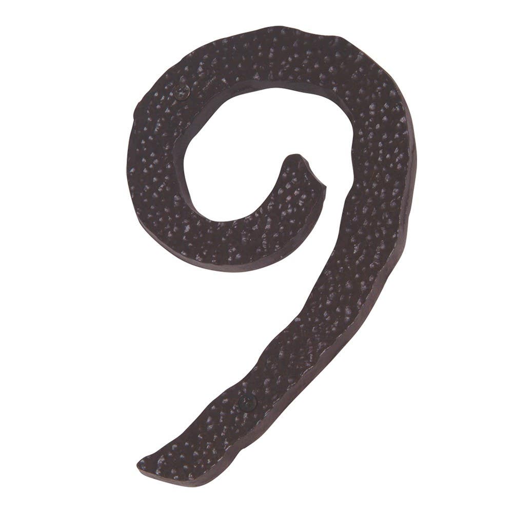 Atlas HN9L-O Jagged Hammered House Number 9 , Aged Bronze