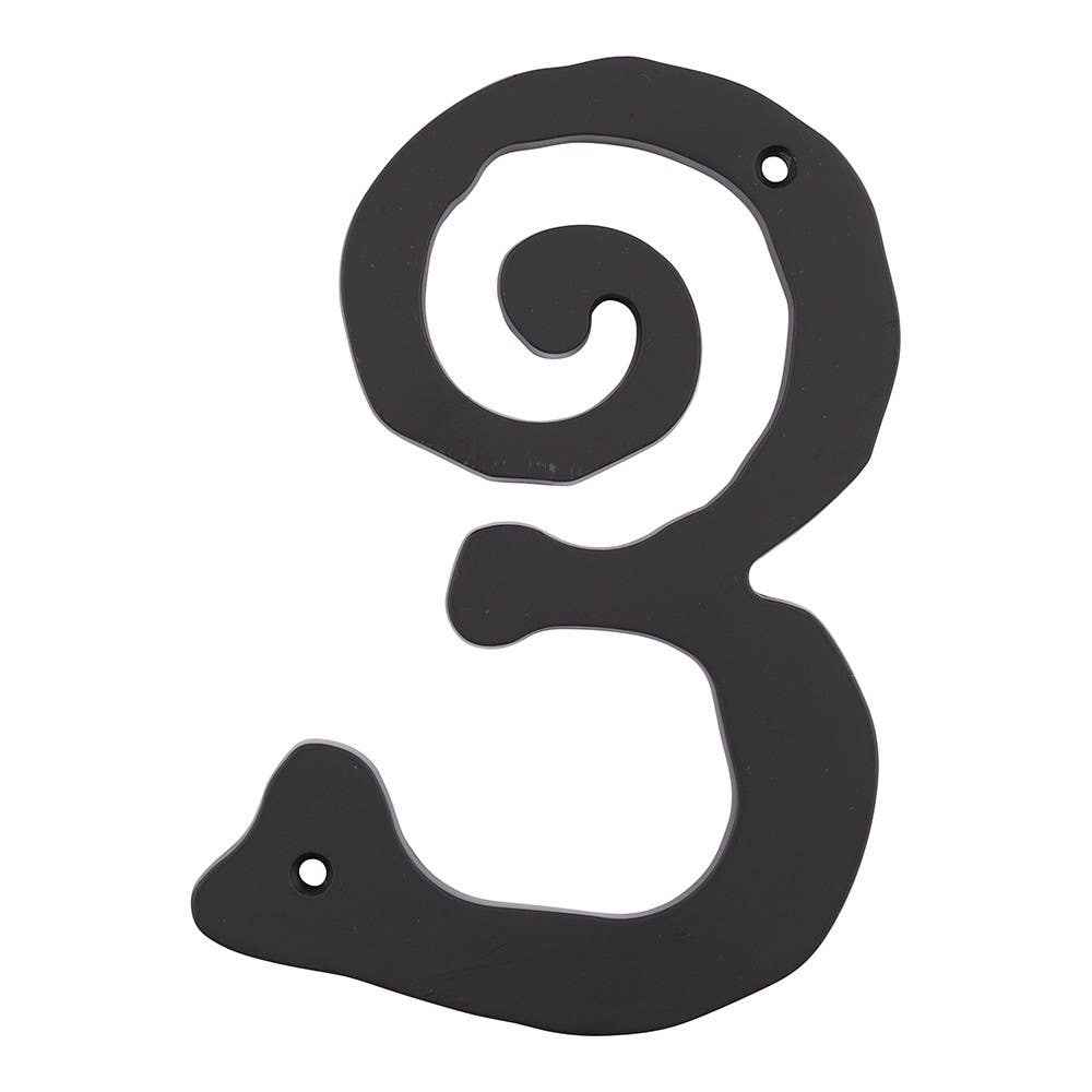 Atlas SCN3L-BL Large Scroll House Number 3 , Matte Black