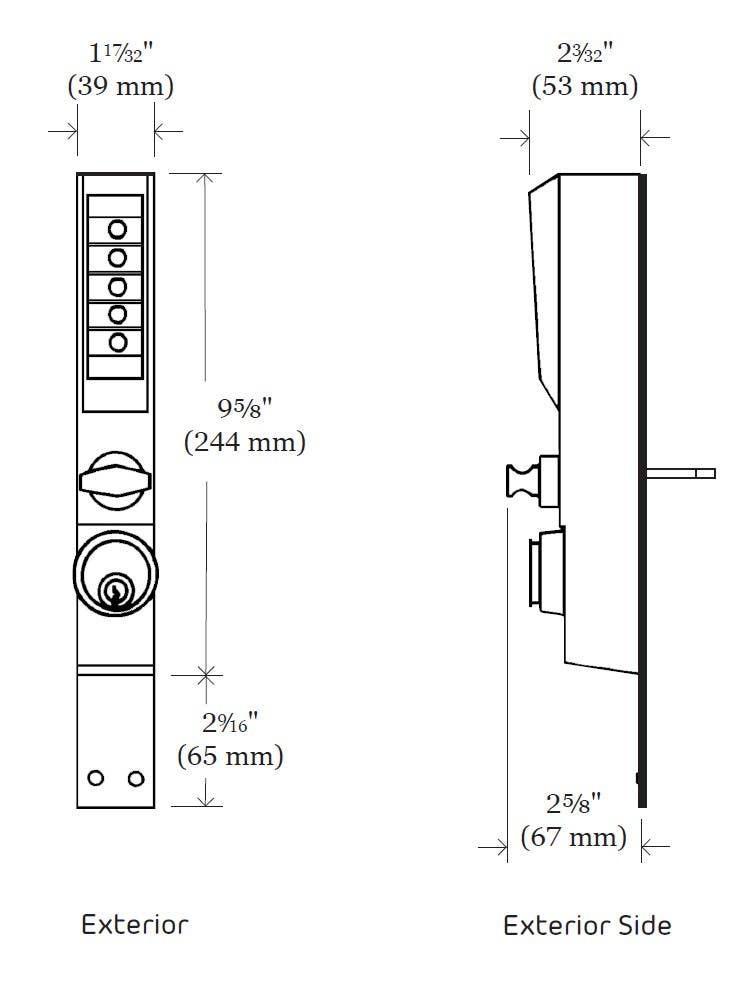 Kaba Simplex 3000 Series Narrow Stile Lock Mechanical Pushbutton Lock