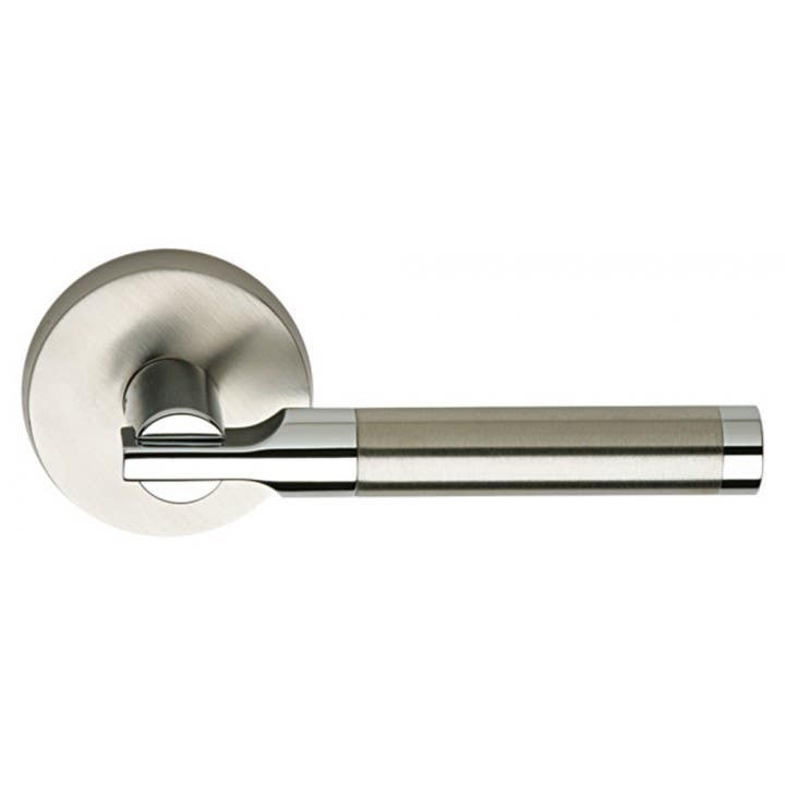 Omnia 23 Interior Modern Lever Latchset - Stainless Steel, Rose-2 7/16", Dia.