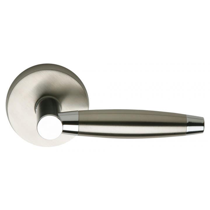 Omnia 15 Interior Modern Lever Latchset - Stainless Steel, Rose-2 7/16" Dia.