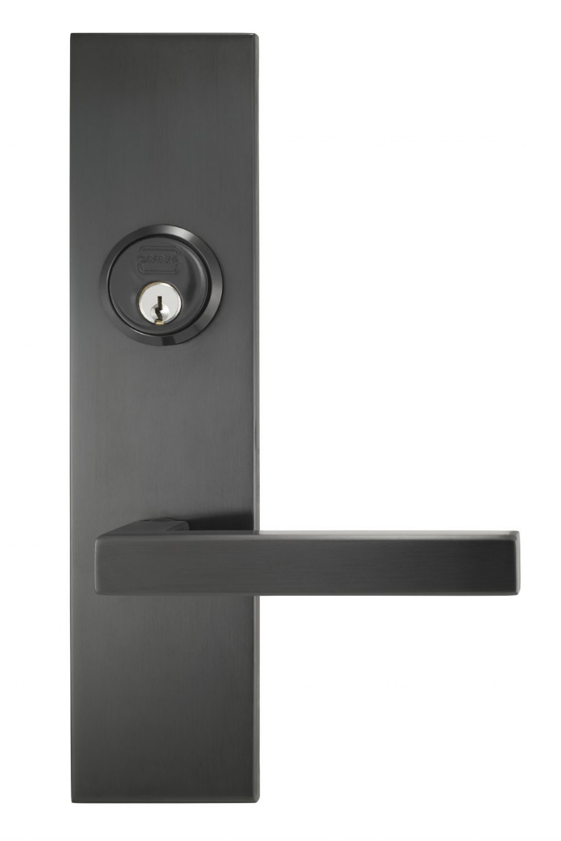 Omnia 12022 Exterior Modern Mortise Entrance Lever Lockset - Stainless Steel
