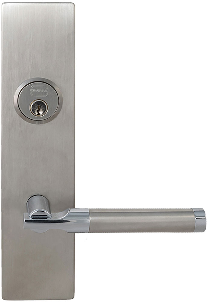Omnia 12023 Exterior Modern Mortise Entrance Lever Lockset, Finish-Stainless Steel