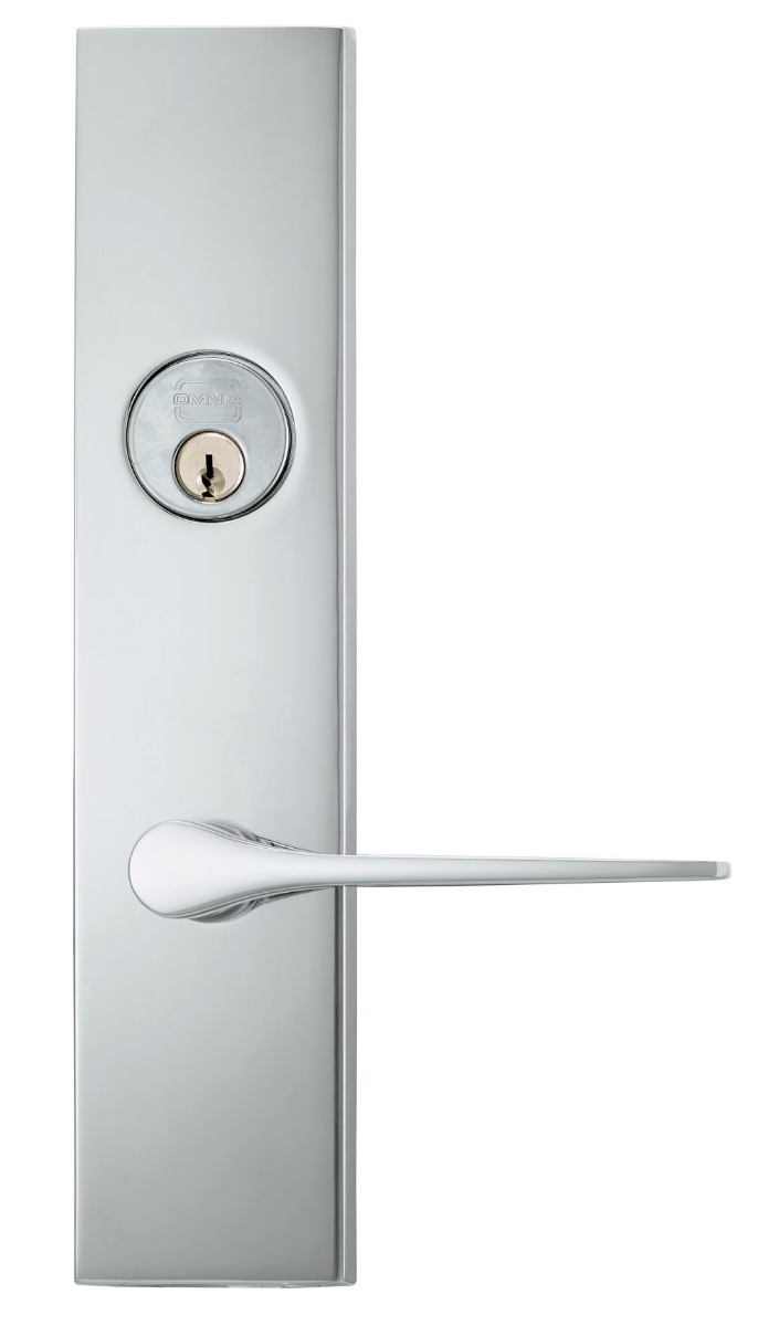 Omnia 12364 Exterior Modern Mortise Entrance Lever Lockset - Solid Brass