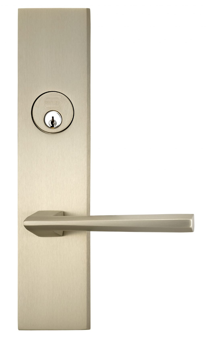 Omnia 12369 Exterior Modern Mortise Entrance Lever Lockset - Solid Brass