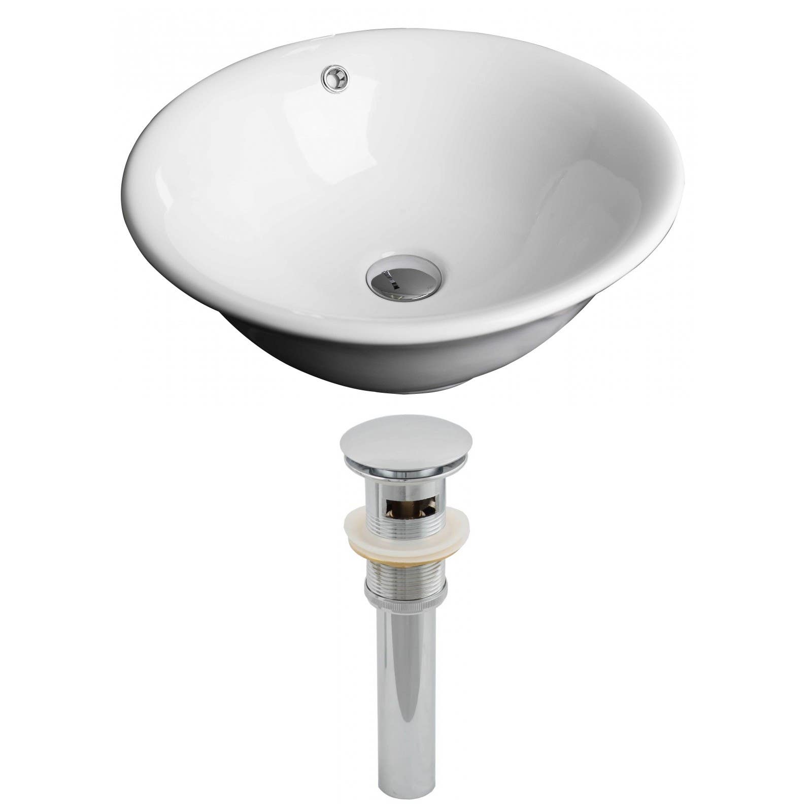 American Imaginations AI-14789 Round Vessel Set In White Color And Drain