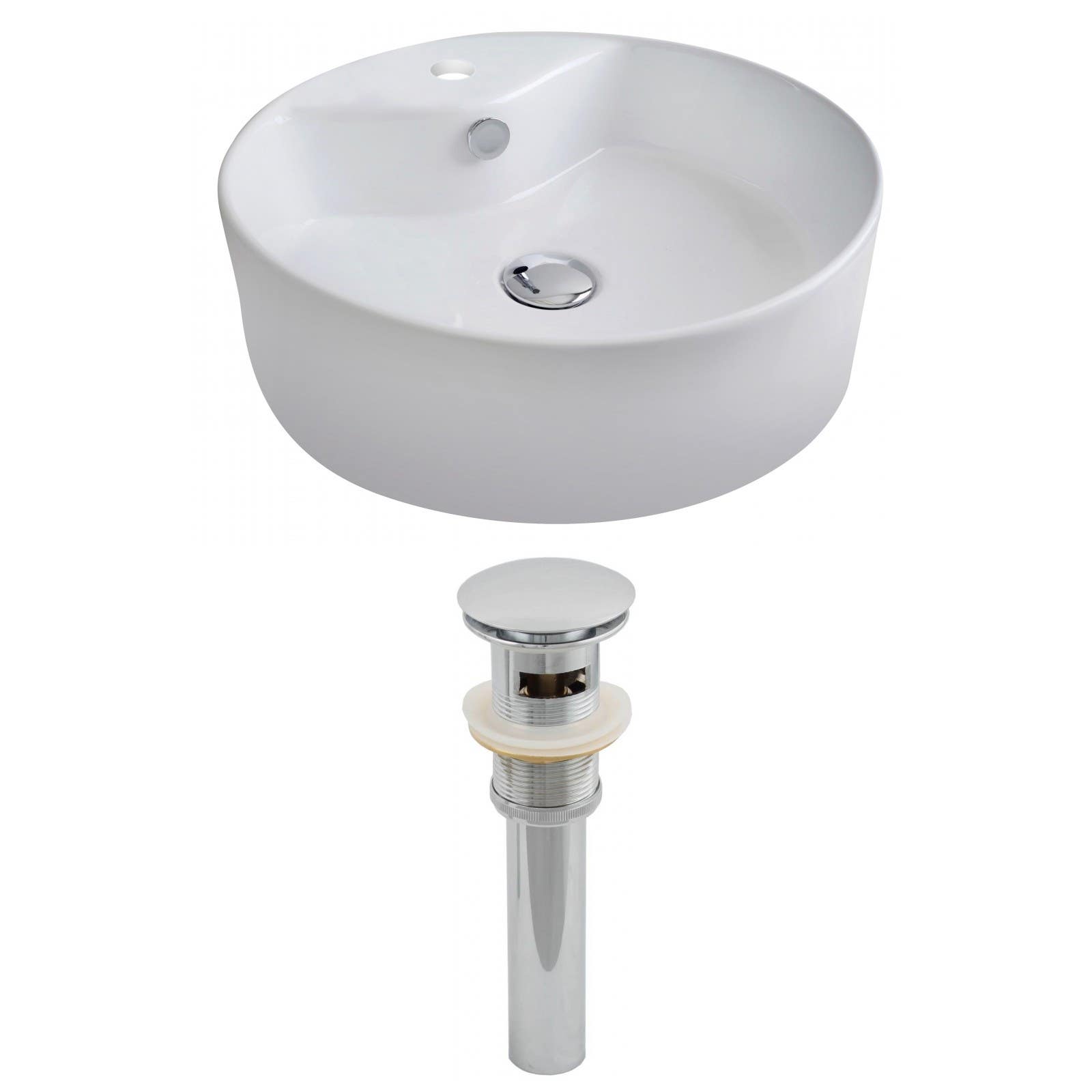 American Imaginations AI-14791 Round Vessel Set In White Color And Drain