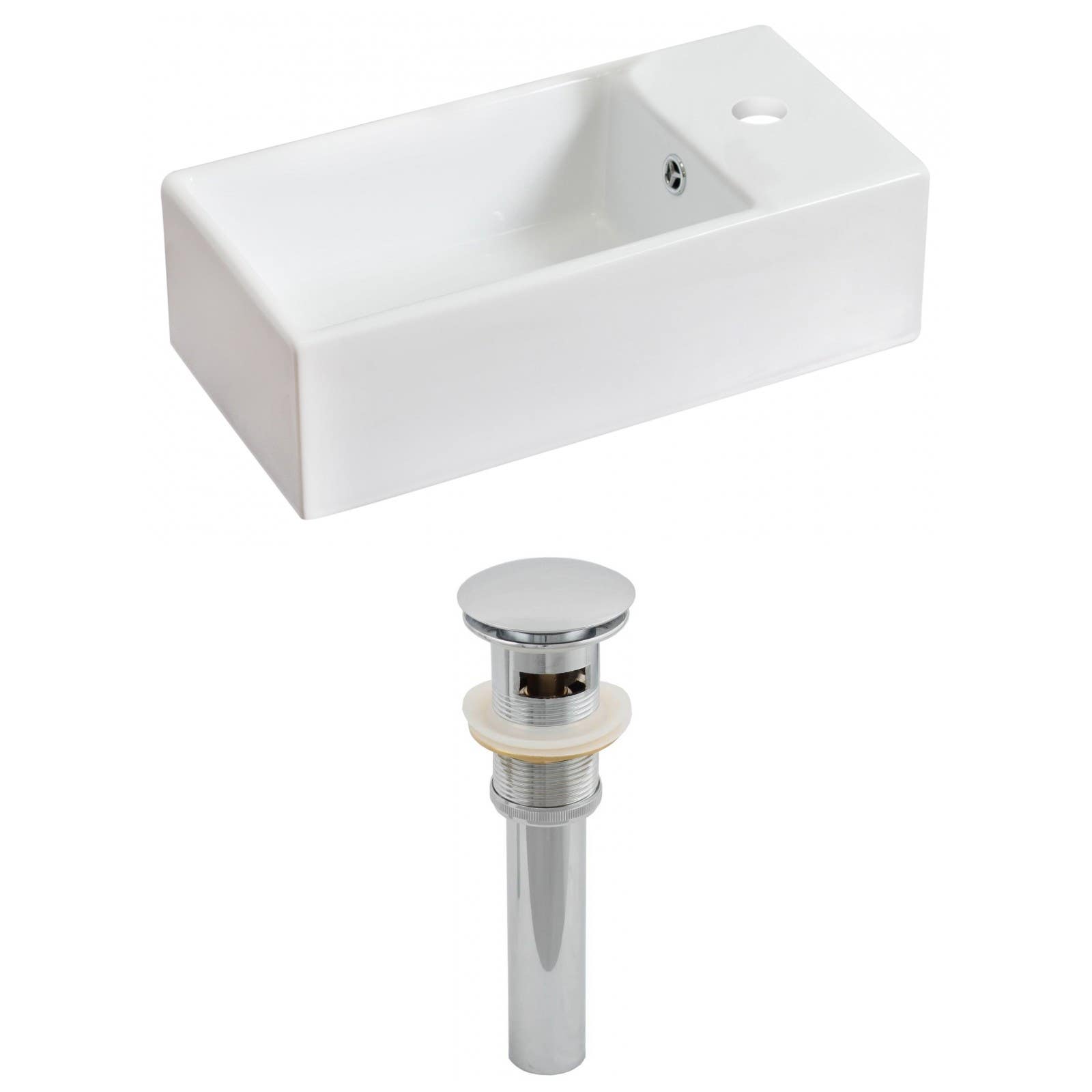 American Imaginations AI-14807 Rectangle Vessel Set In White Color And Drain