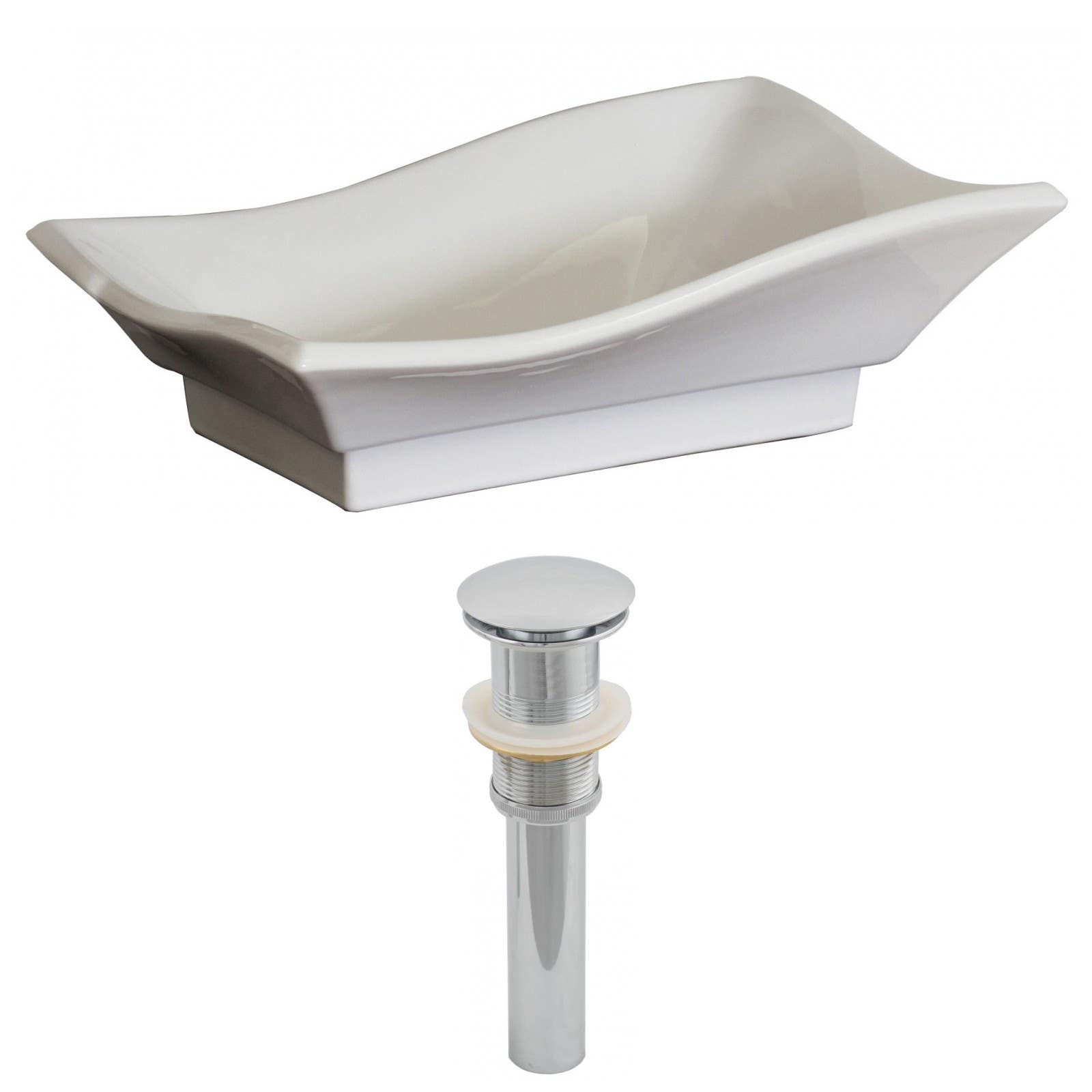 American Imaginations AI-14809 Unique Vessel Set In White Color And Drain