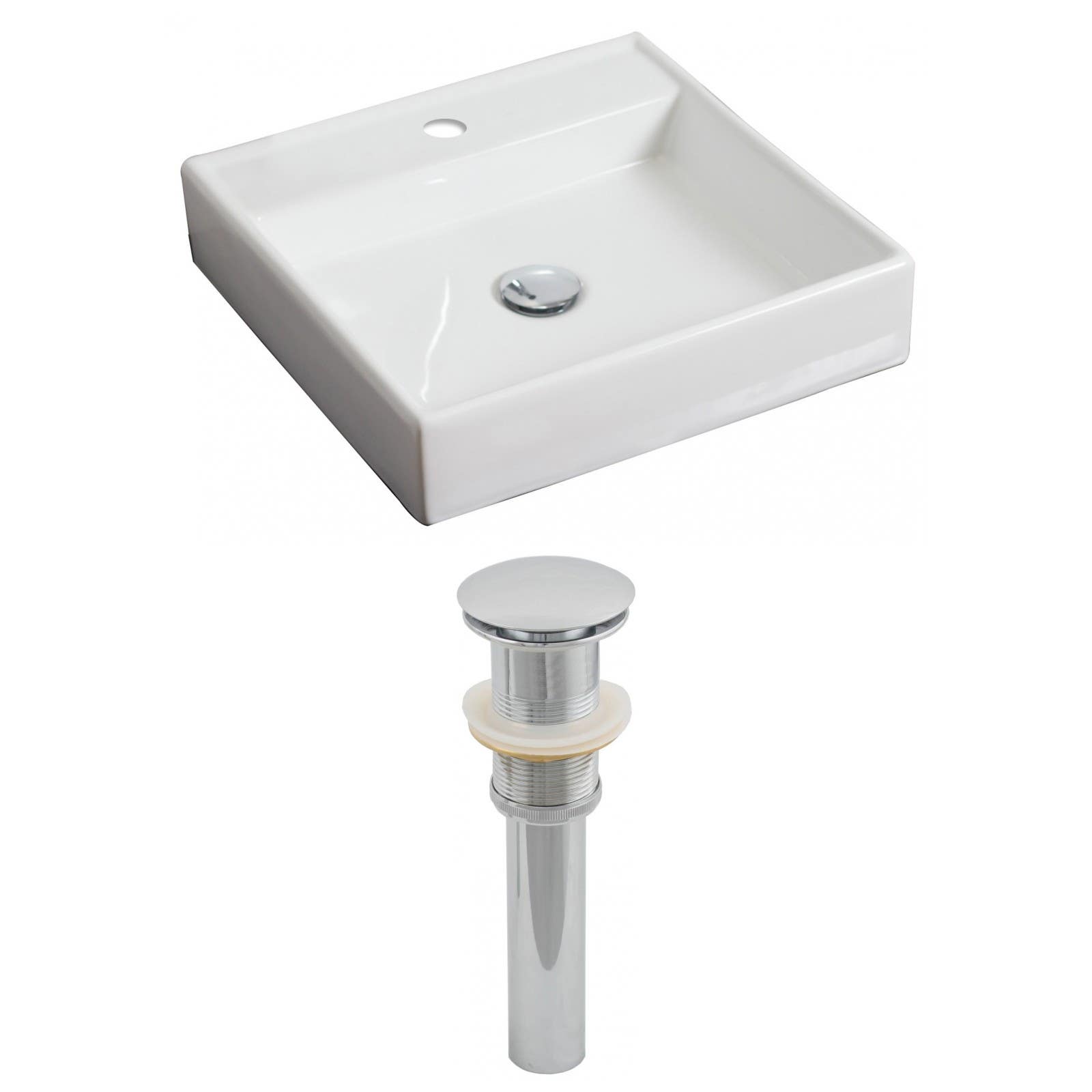 American Imaginations AI-14813 Square Vessel Set In White Color And Drain