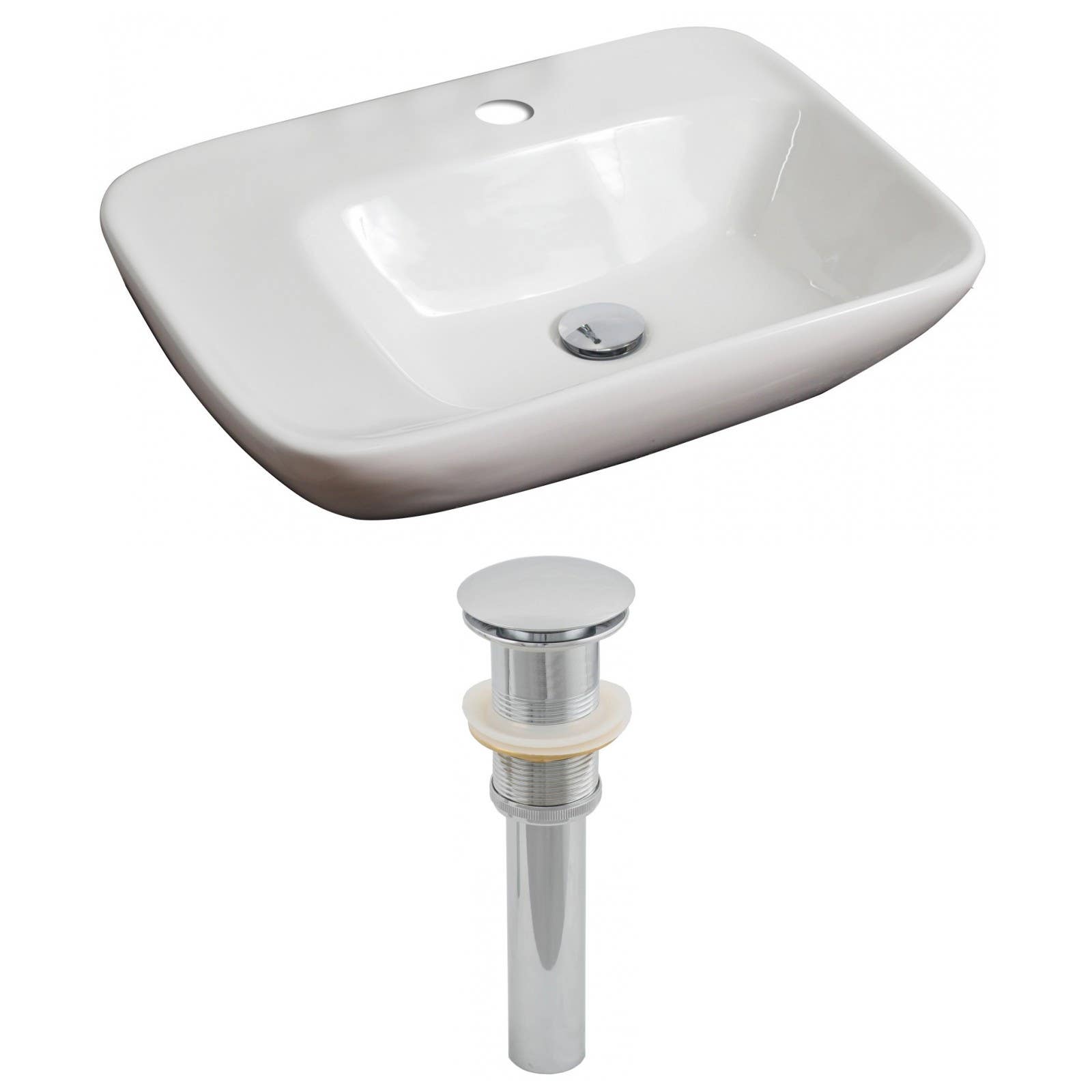 American Imaginations AI-14816 Rectangle Vessel Set In White Color And Drain