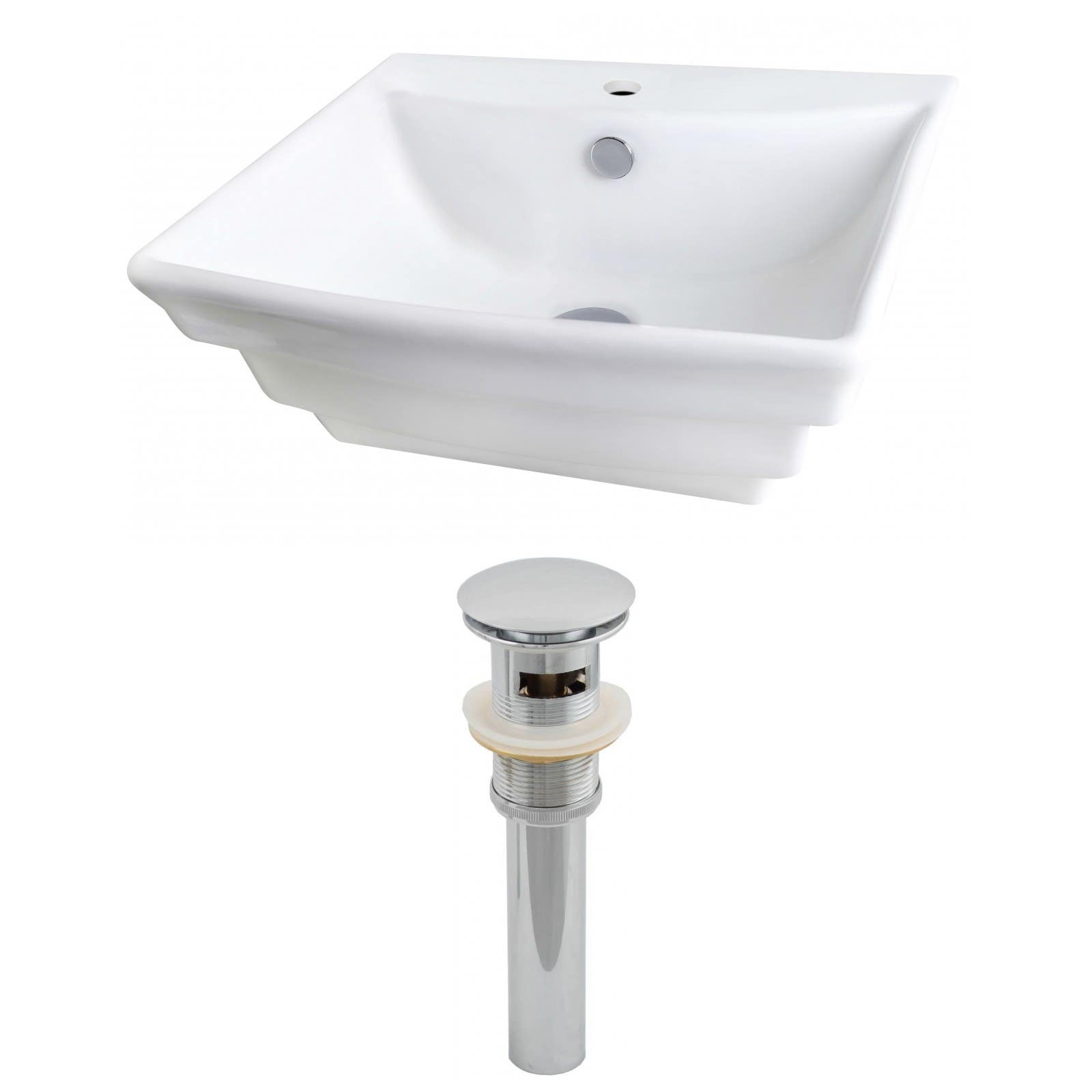 American Imaginations AI-14821 Rectangle Vessel Set In White Color And Drain