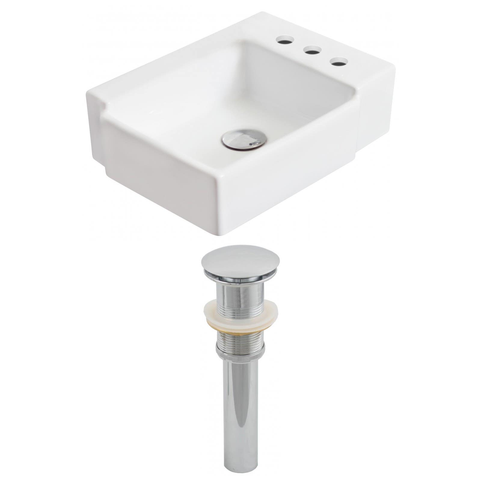 American Imaginations AI-14843 Rectangle Vessel Set In White Color And Drain