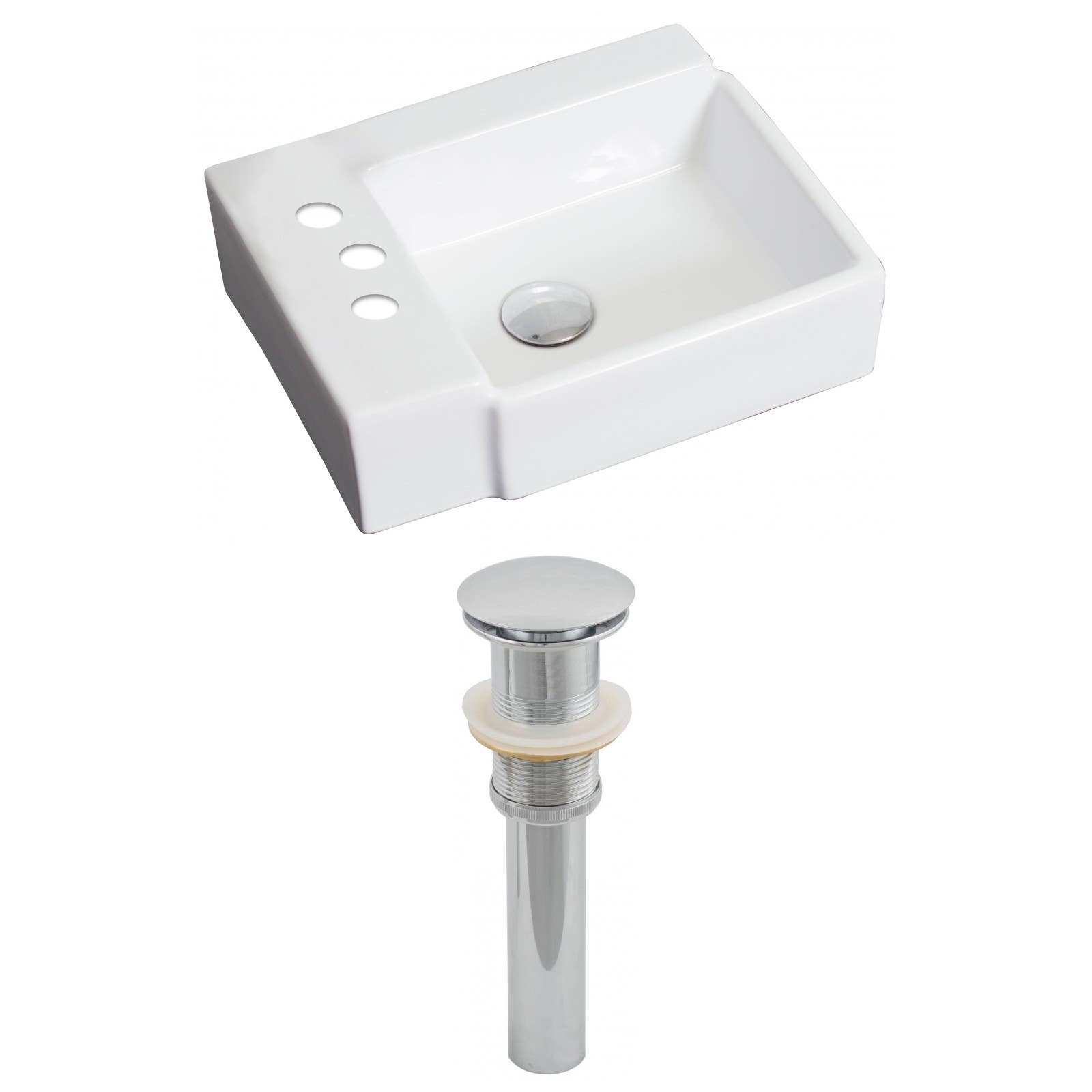 American Imaginations AI-14845 Rectangle Vessel Set In White Color And Drain