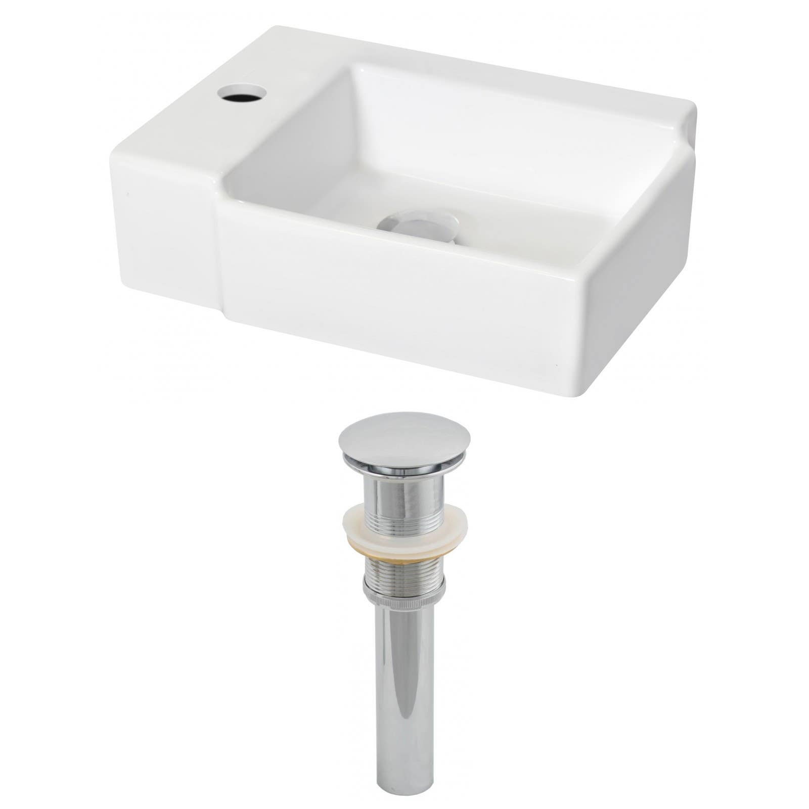 American Imaginations AI-14846 Rectangle Vessel Set In White Color And Drain