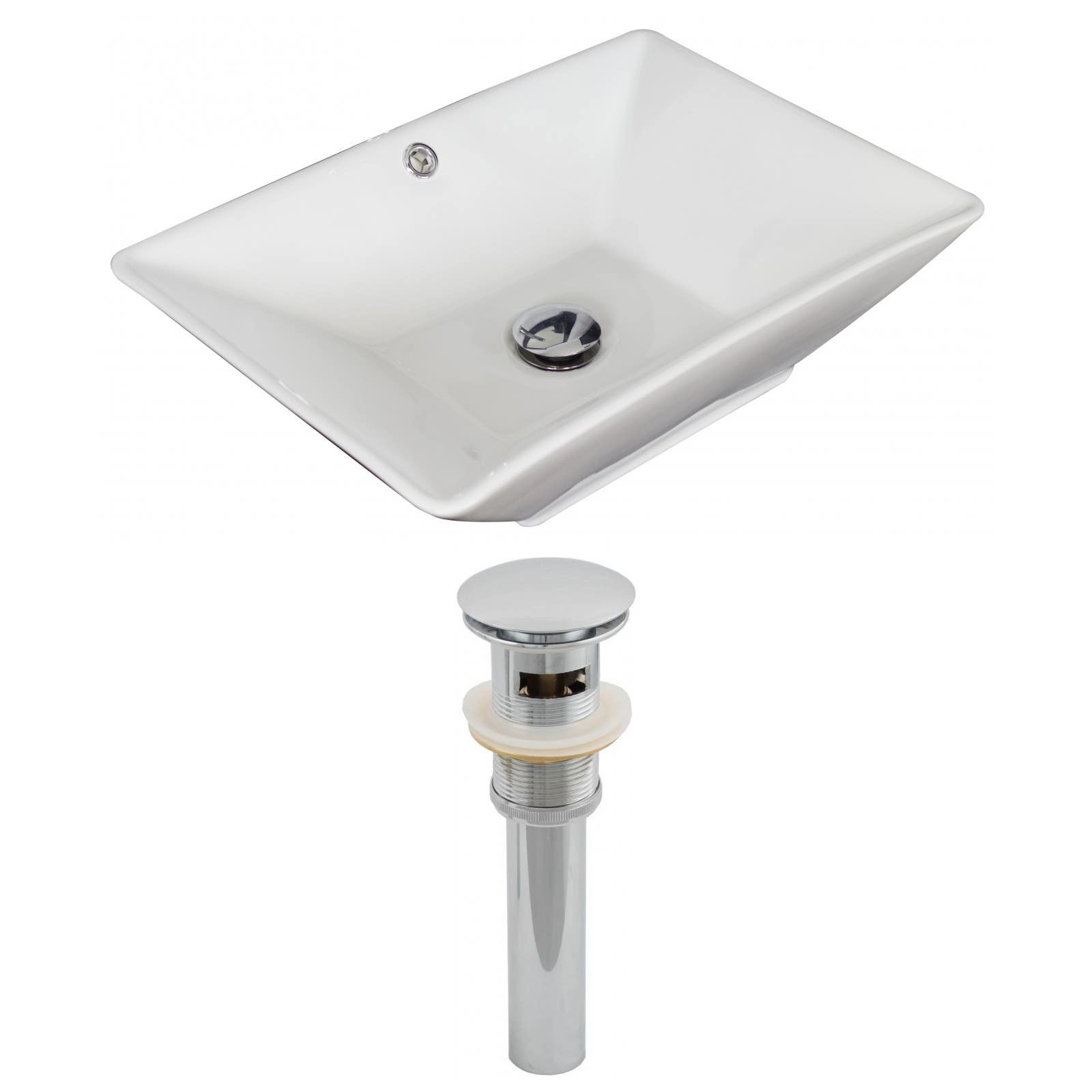 American Imaginations AI-14859 Rectangle Vessel Set In White Color And Drain