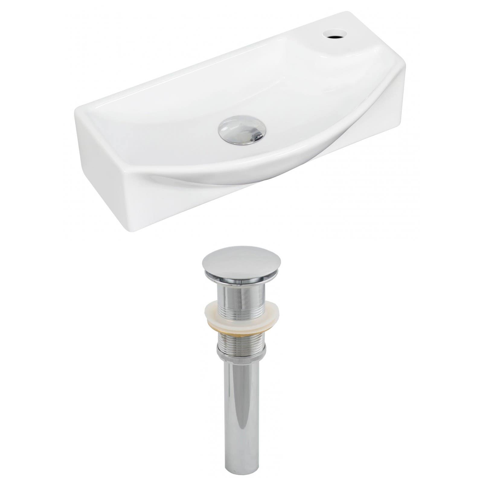 American Imaginations AI-14871 Rectangle Vessel Set In White Color And Drain