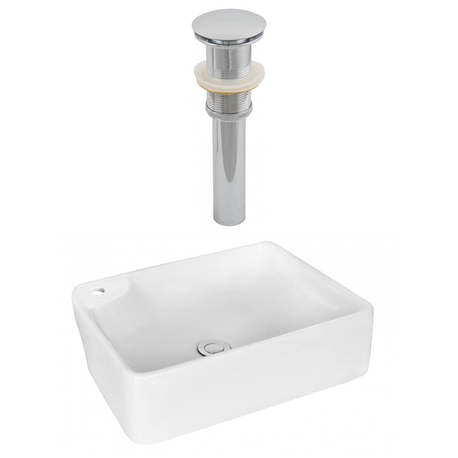 American Imaginations AI-14883 Rectangle Vessel Set In White Color And Drain
