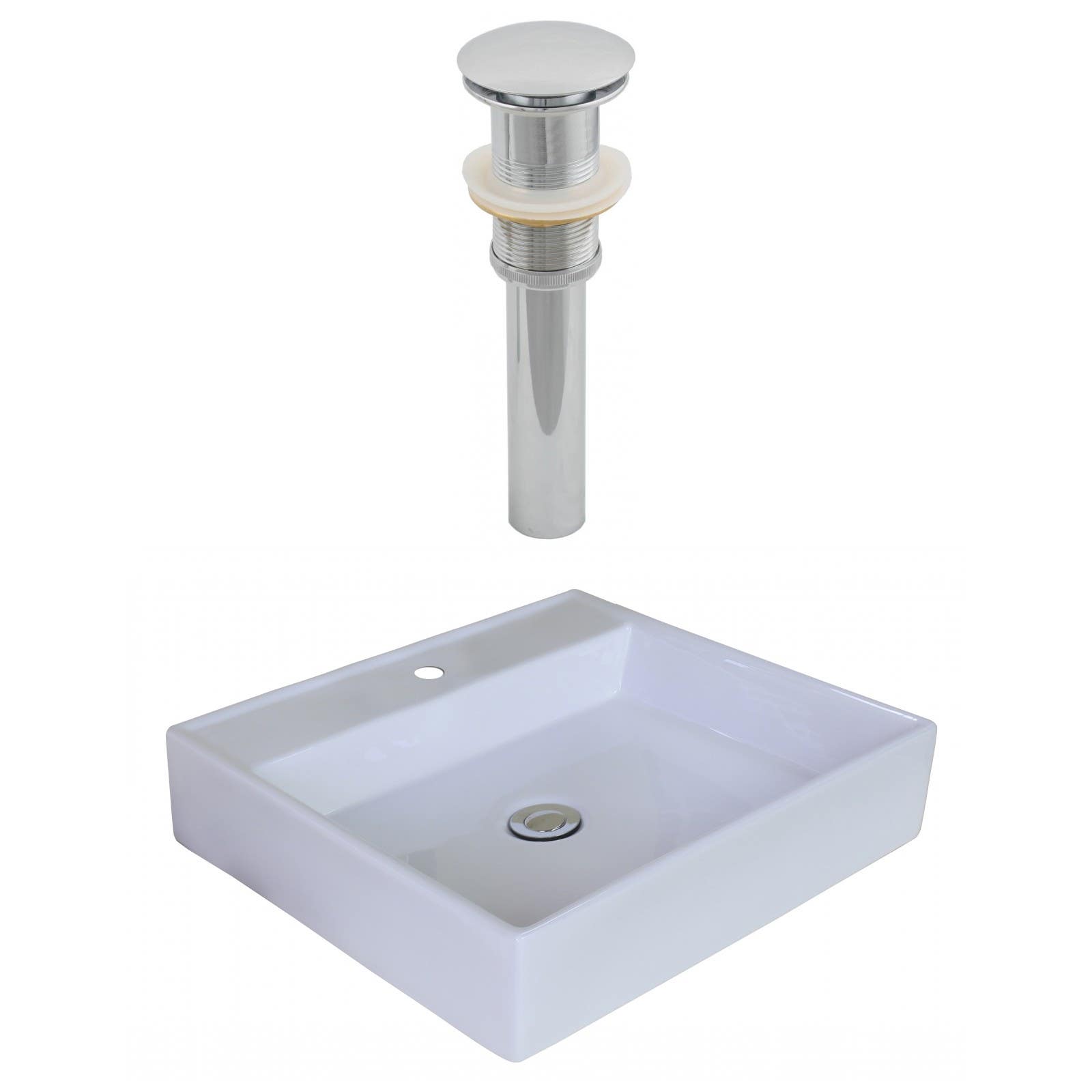American Imaginations AI-14884 Rectangle Vessel Set In White Color And Drain