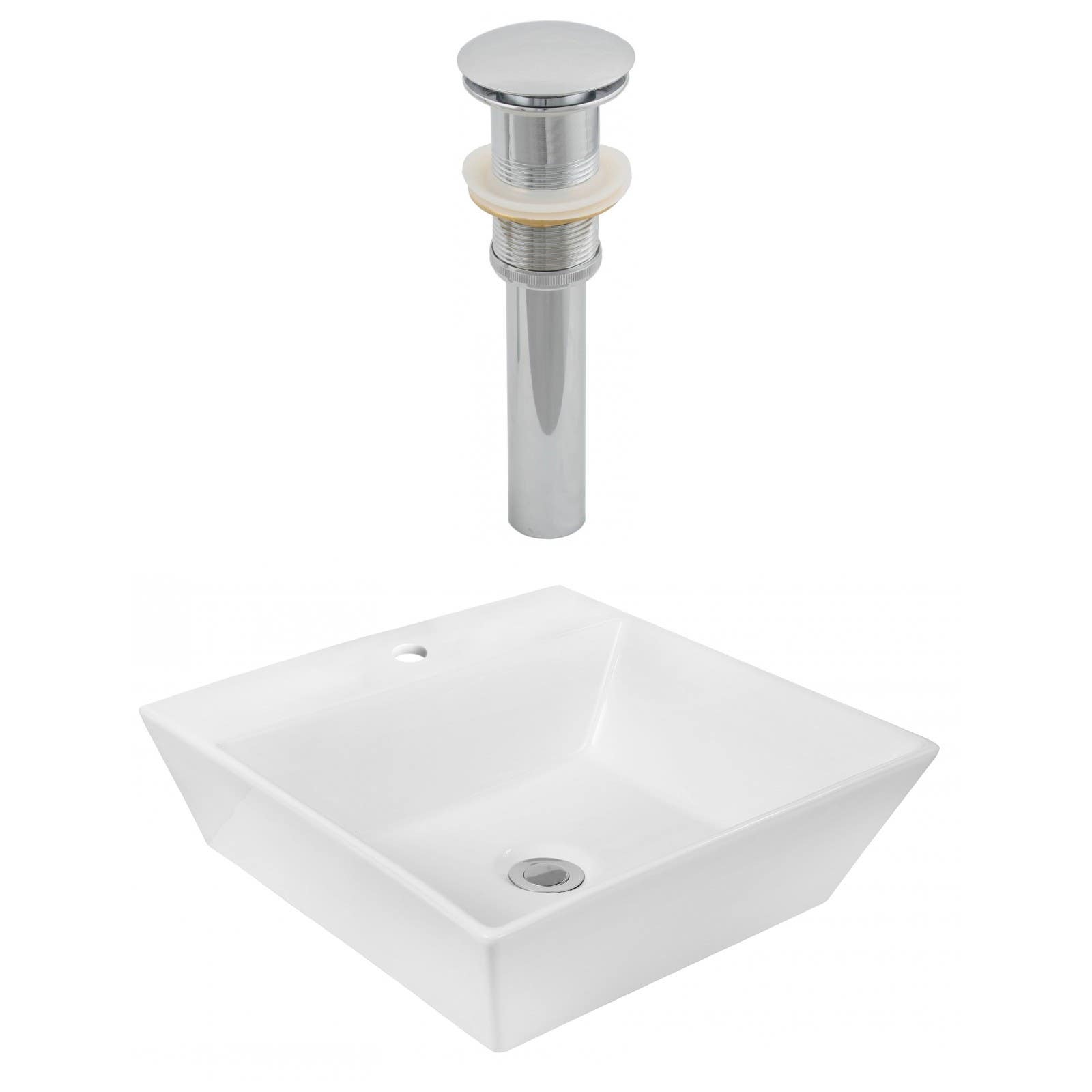 American Imaginations AI-14886 Square Vessel Set In White Color And Drain