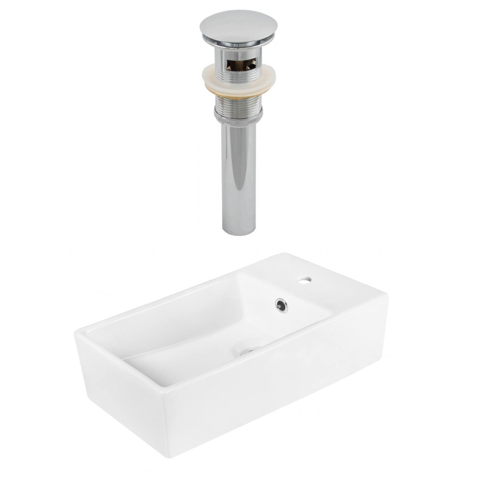 American Imaginations AI-14887 Rectangle Vessel Set In White Color And Drain