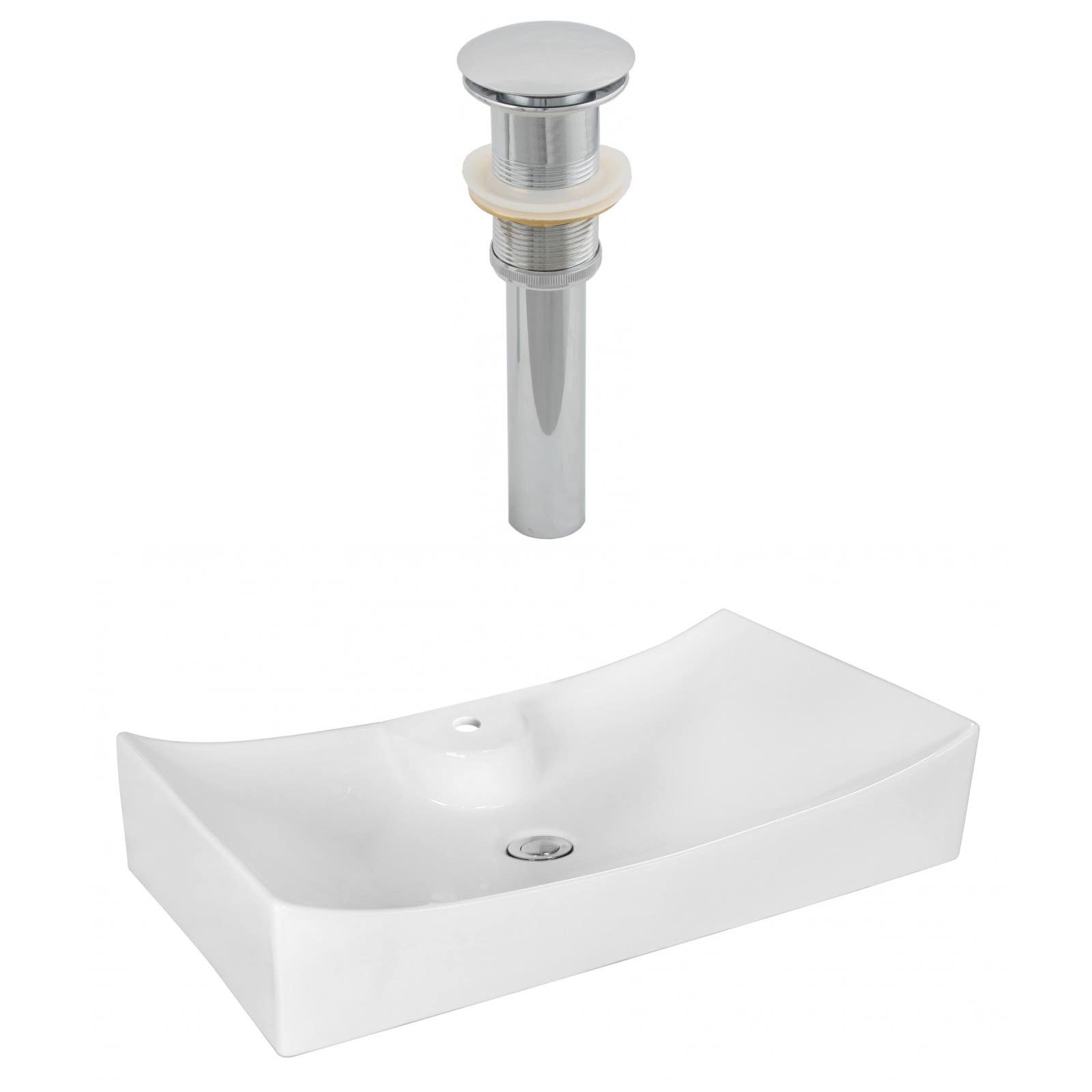 American Imaginations AI-14888 Rectangle Vessel Set In White Color And Drain