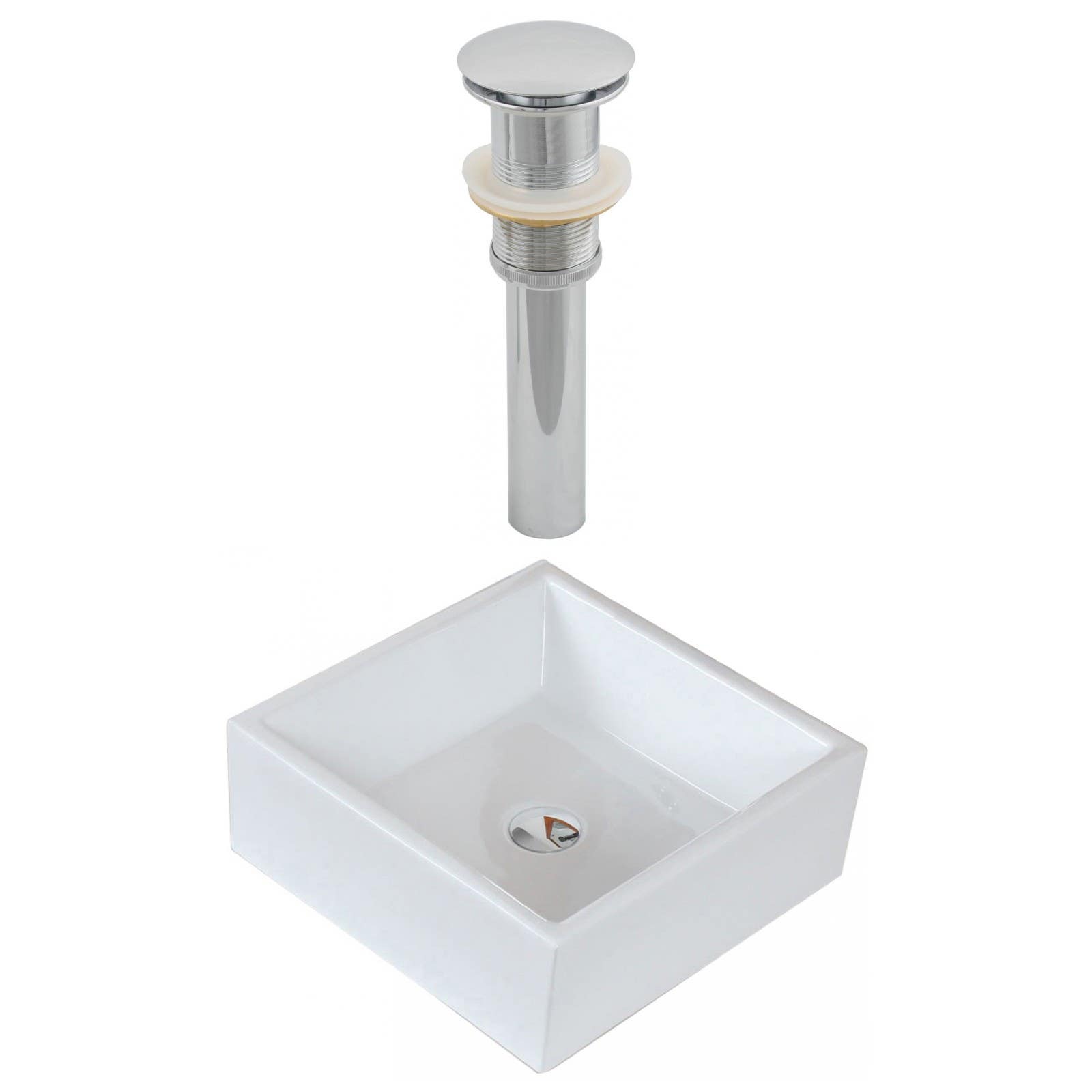 American Imaginations AI-14894 Square Vessel Set In White Color And Drain
