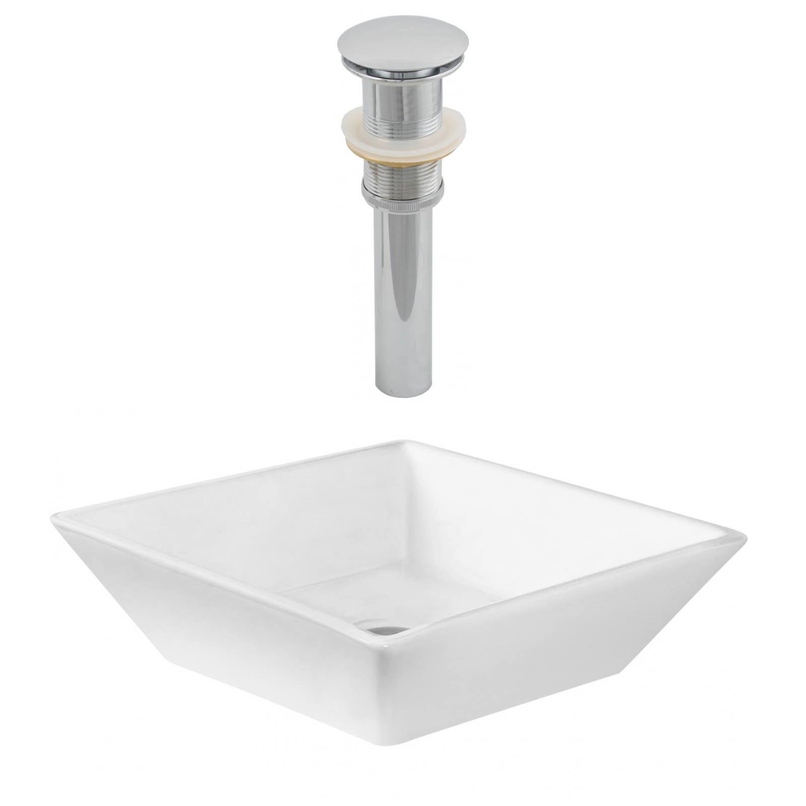 American Imaginations AI-14896 Square Vessel Set In White Color And Drain