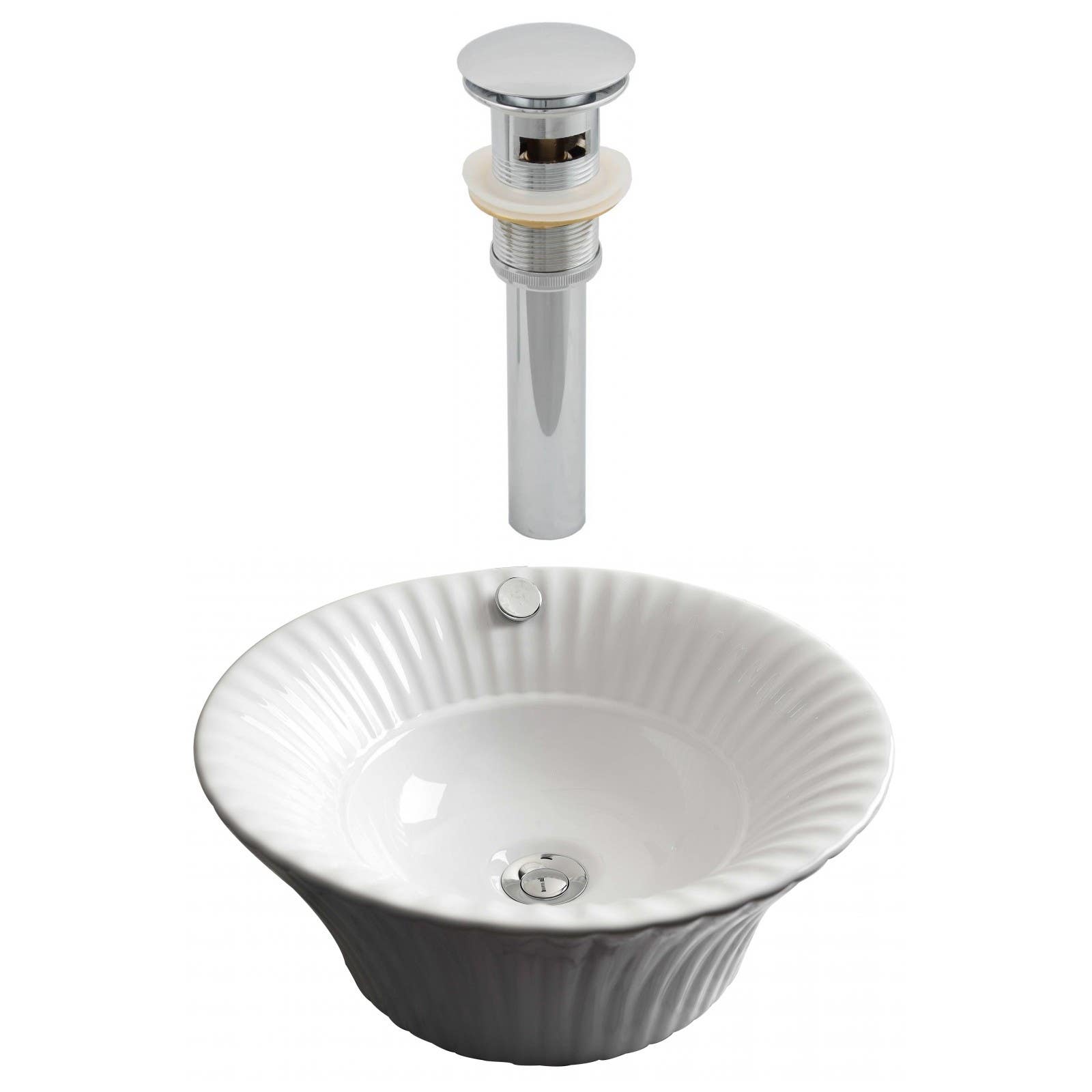 American Imaginations AI-14897 Round Vessel Set In White Color And Drain