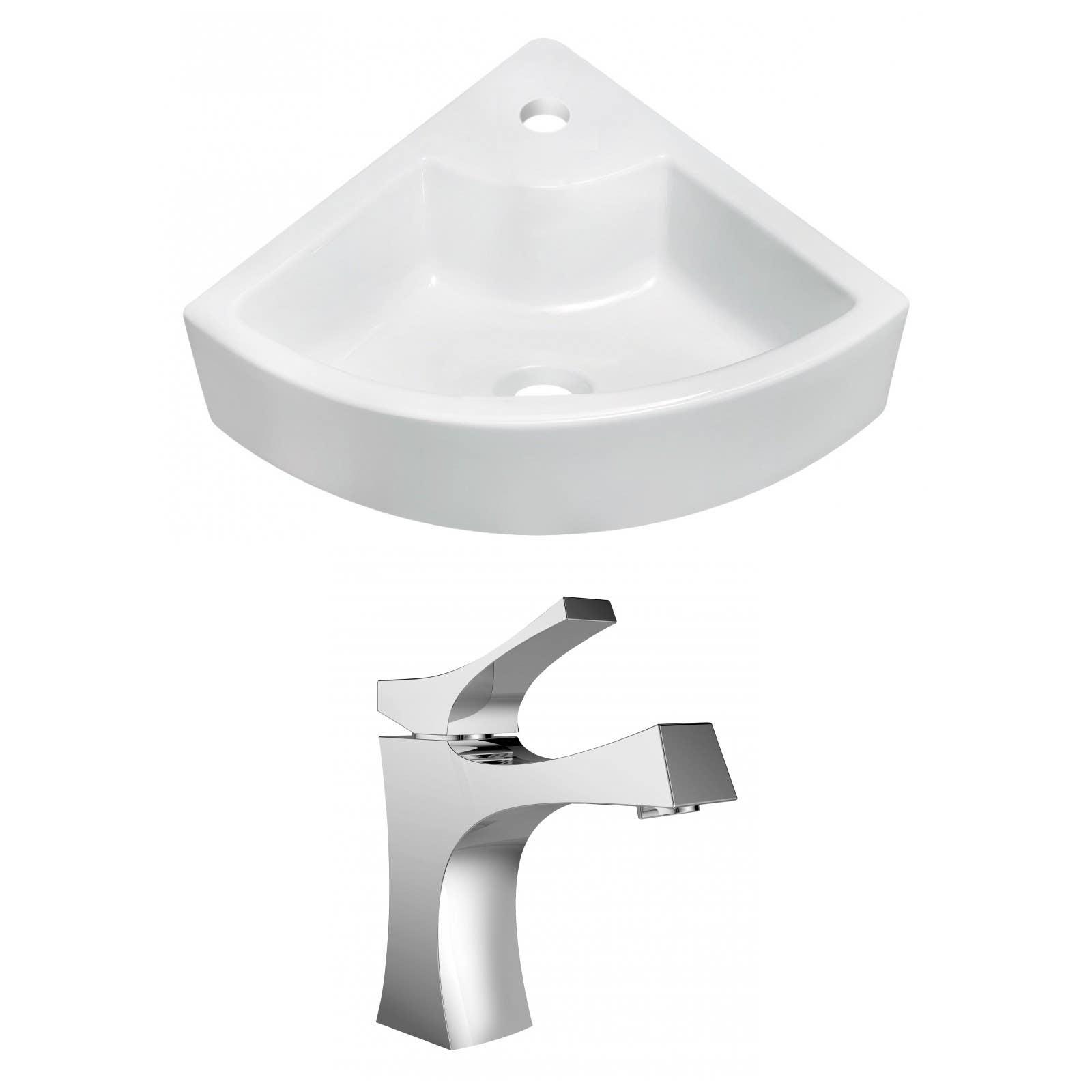 American Imaginations AI-14990 Unique Vessel Set In White Color With Single Hole CUPC Faucet