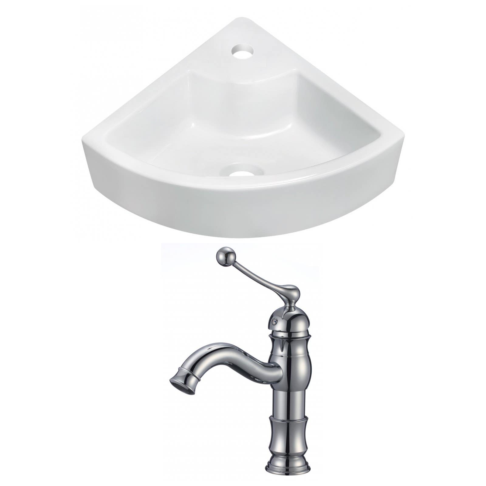 American Imaginations AI-14996 Unique Vessel Set In White Color With Single Hole CUPC Faucet
