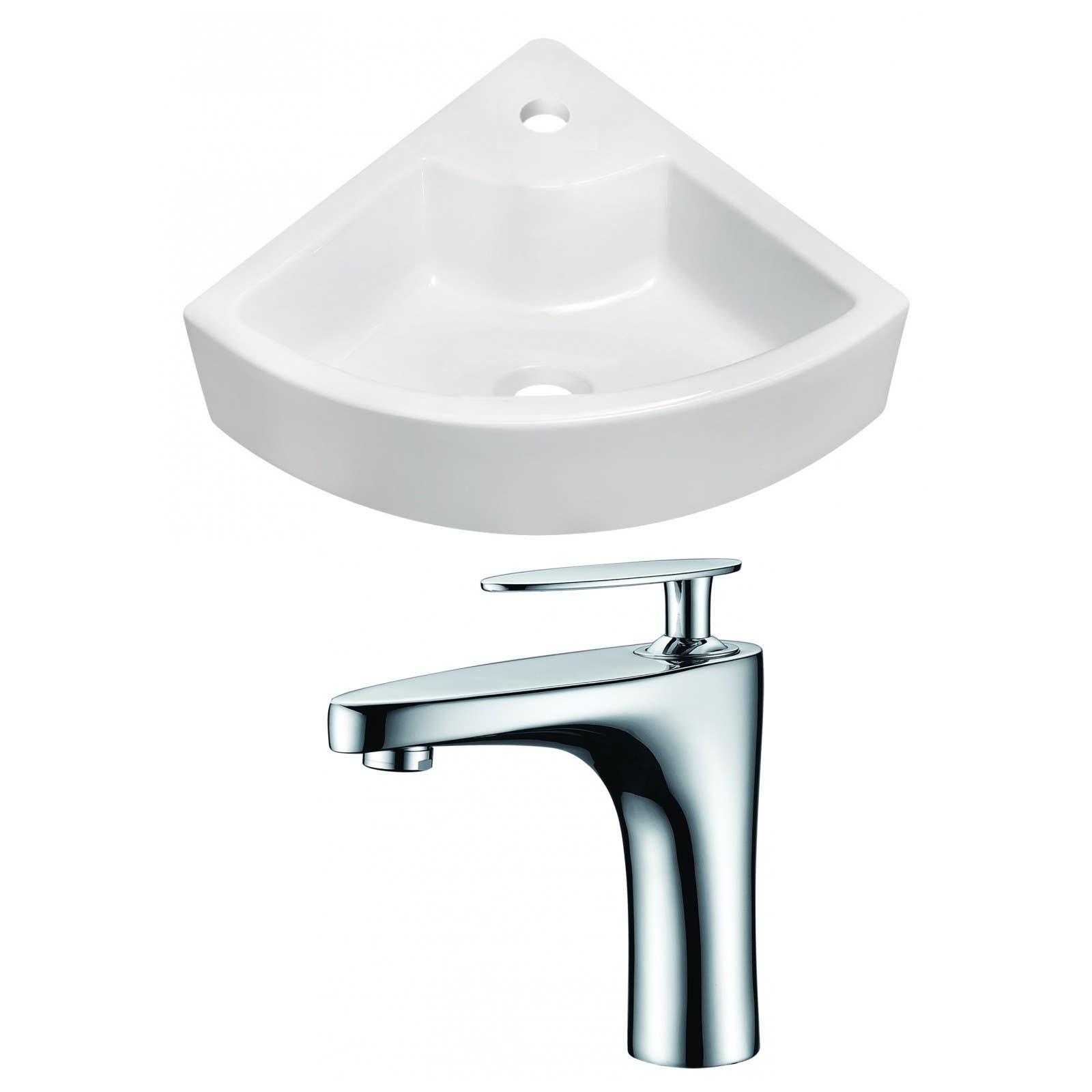American Imaginations AI-15121 Unique Vessel Set In White Color With Single Hole CUPC Faucet