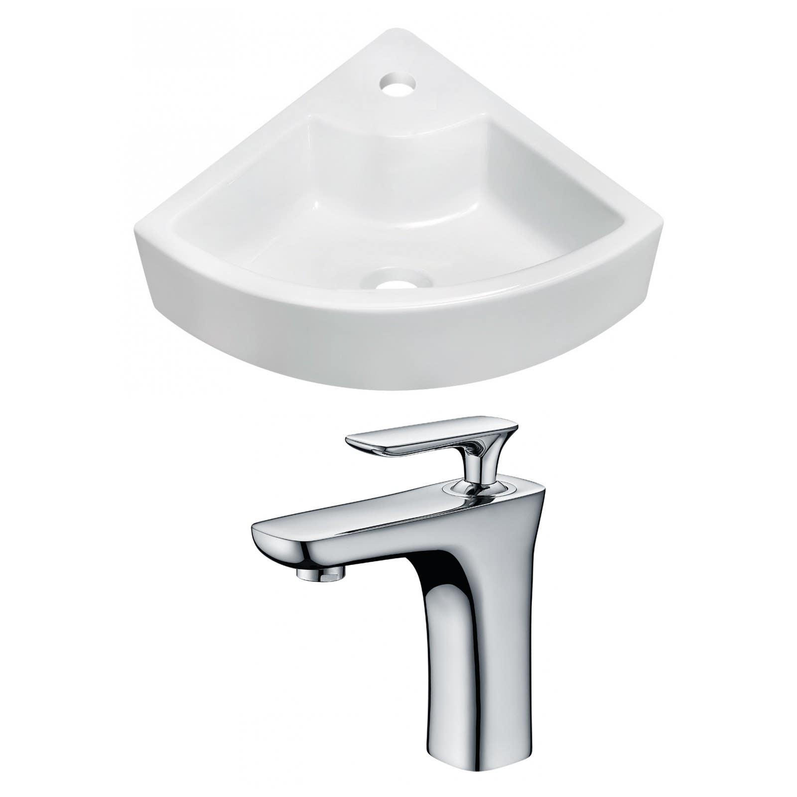 American Imaginations AI-15122 Unique Vessel Set In White Color With Single Hole CUPC Faucet